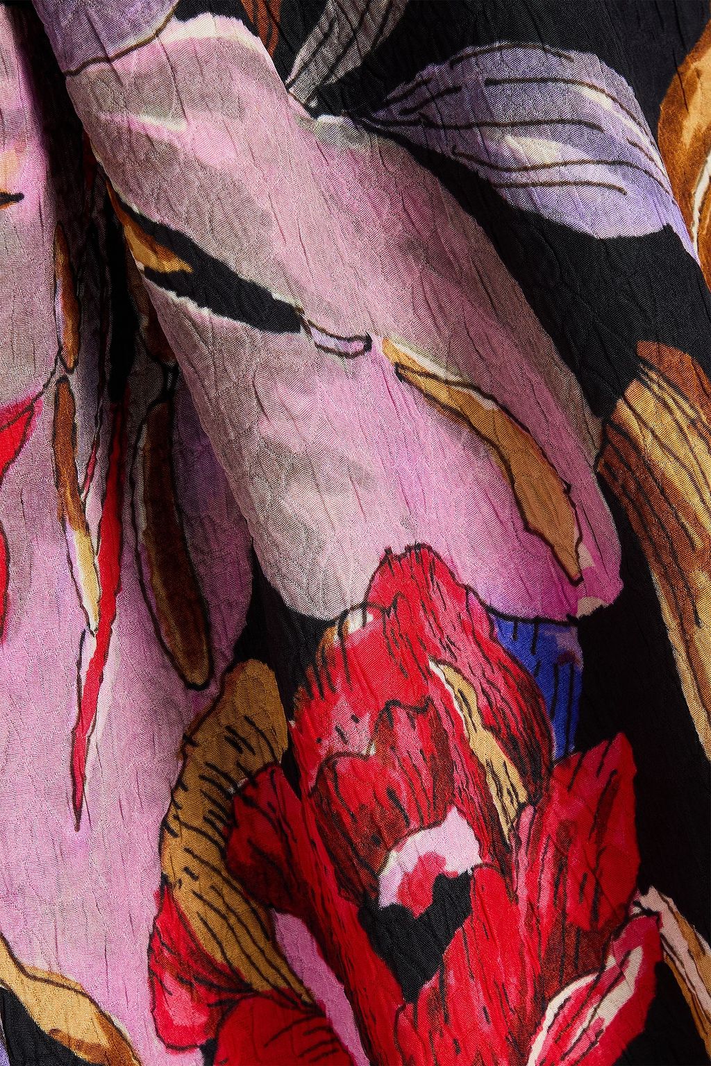 DRIES VAN NOTEN فستان متوسط الطول من قماش كلوكيه مزيّن بنقش الورود