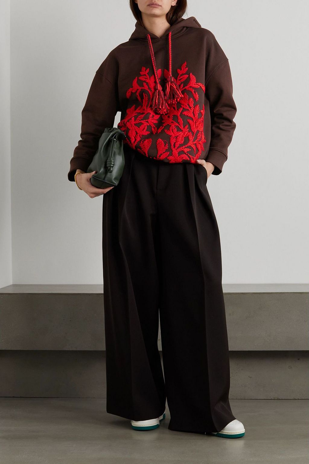 VALENTINO GARAVANI Embroidered cotton-jersey hoodie