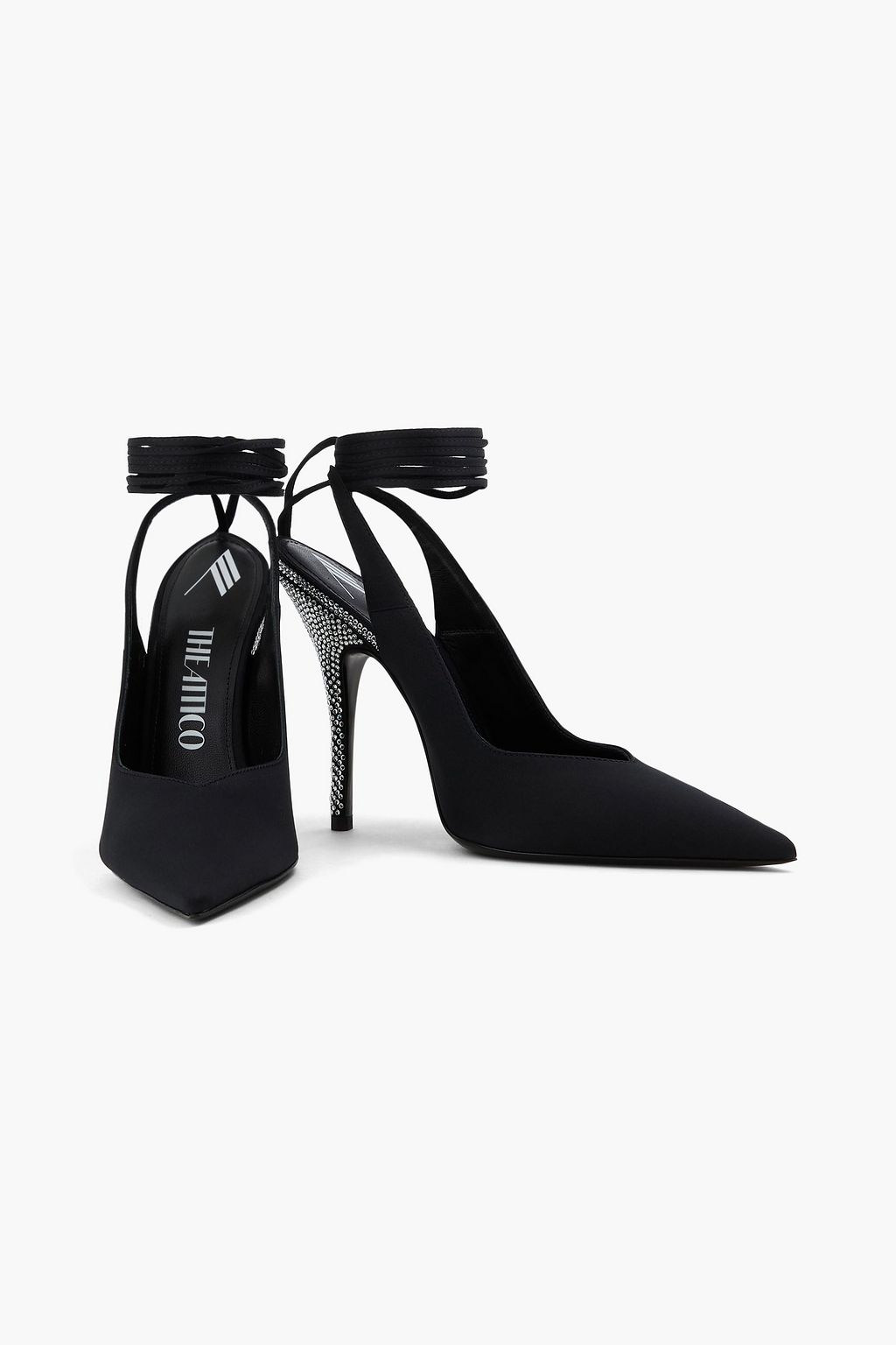 THE ATTICO Venus 105 crystal-embellished satin pumps