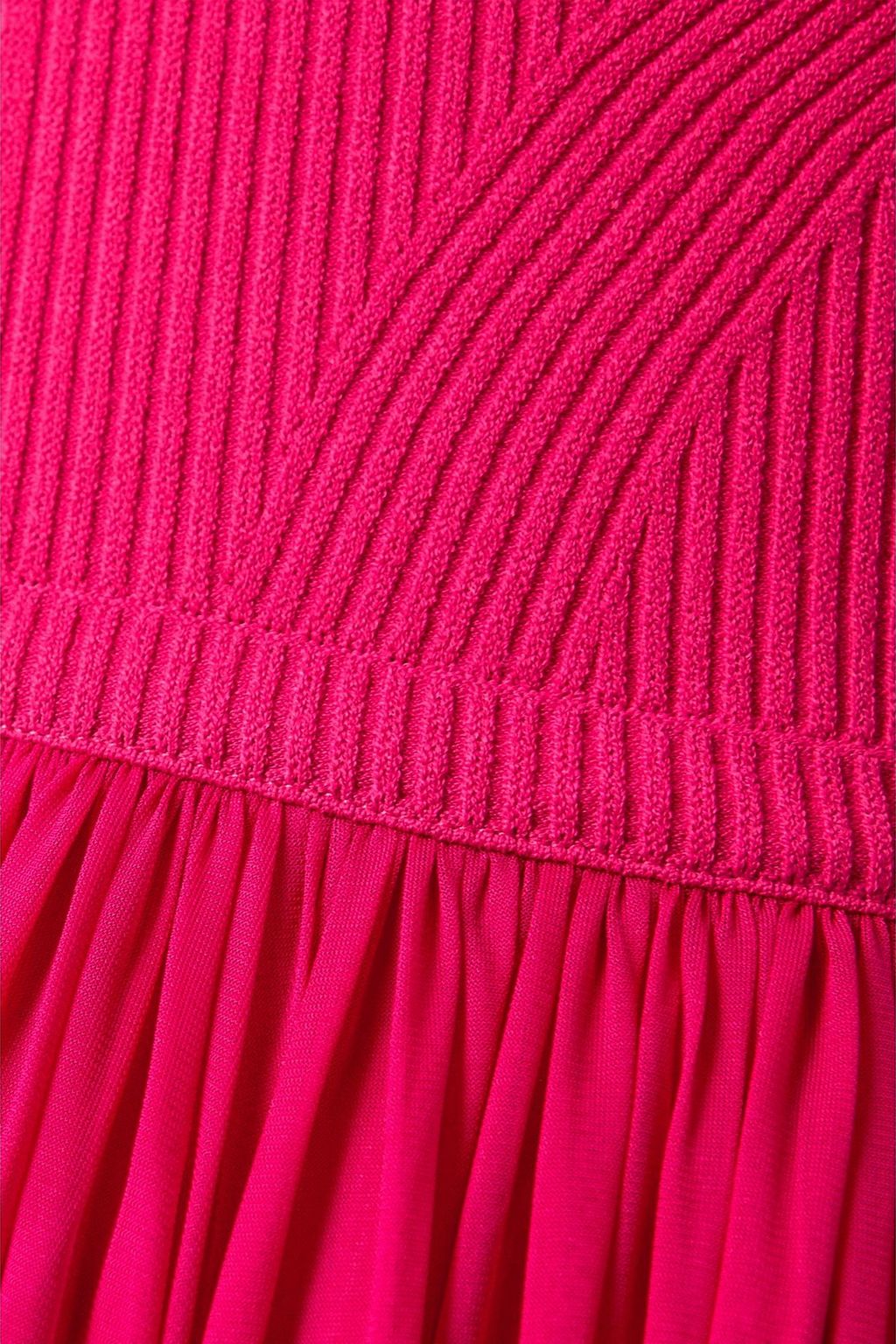 MCQUEEN Chiffon and ribbed-knit midi dress
