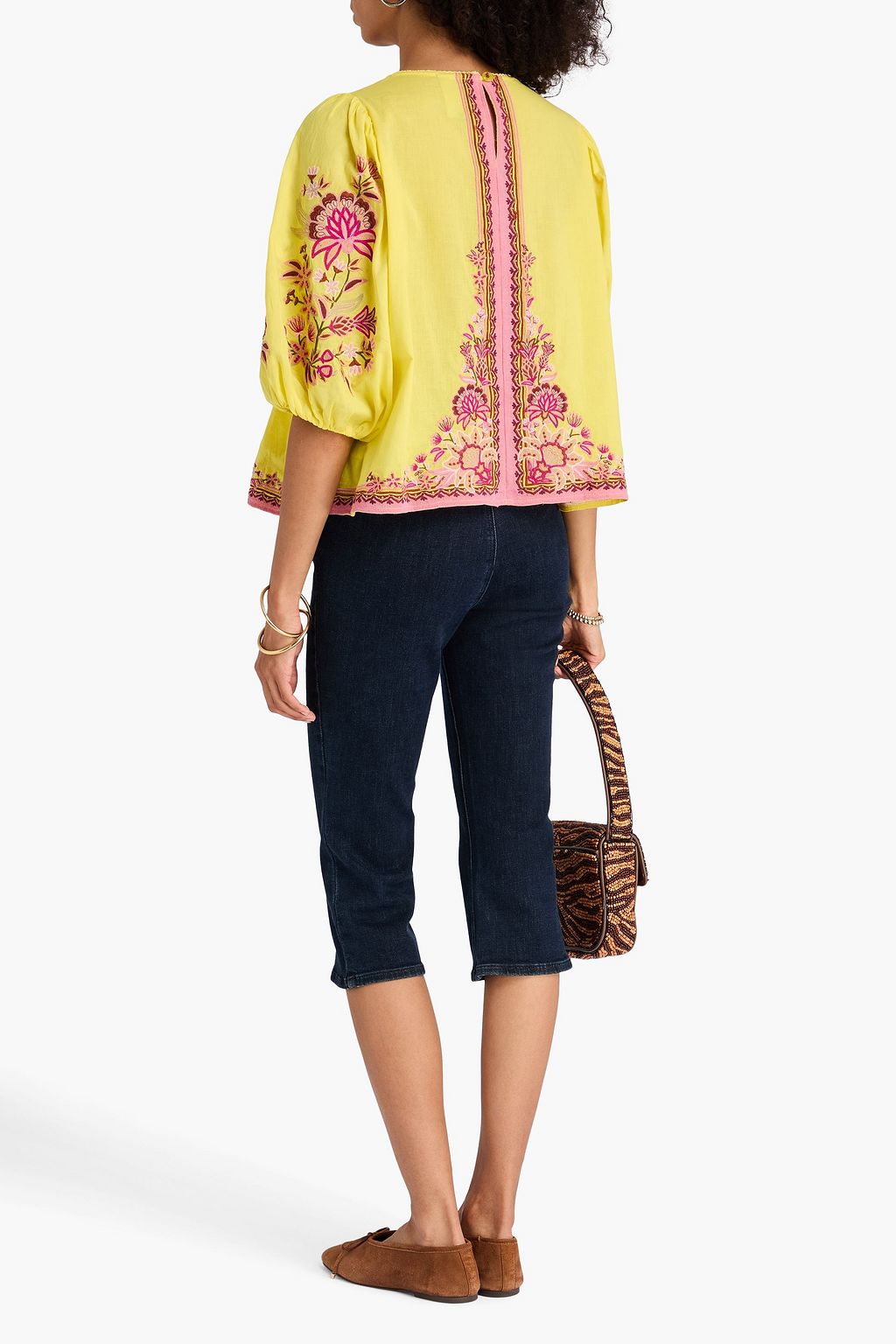 FARM RIO Embroidered cotton blouse