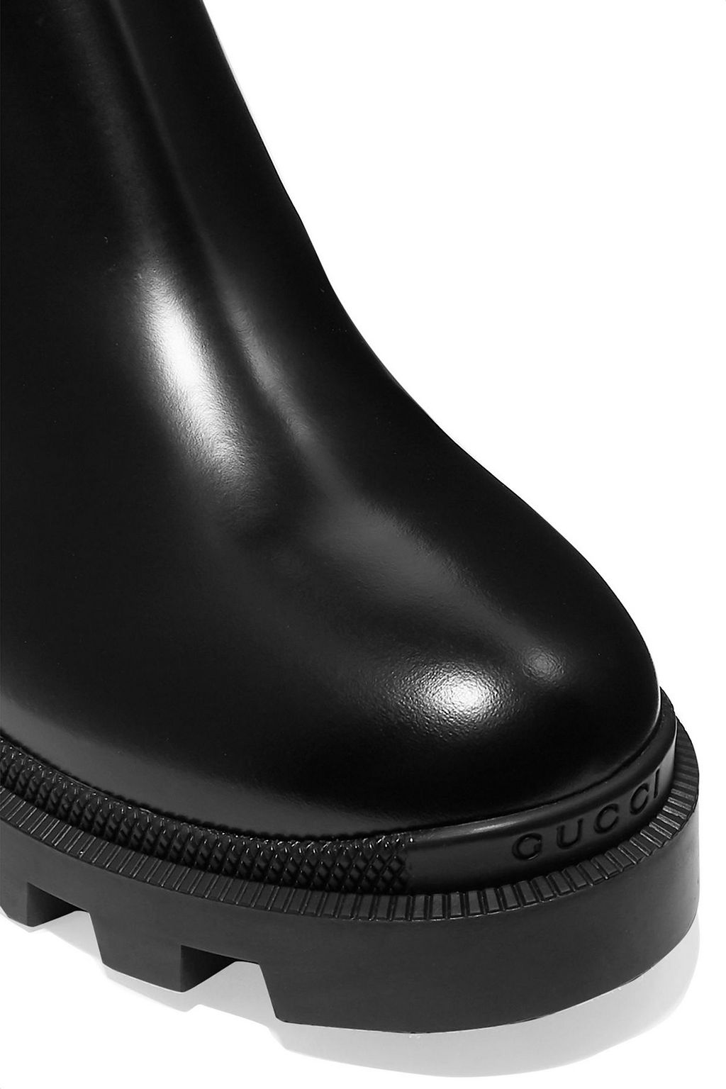 GUCCI Crystal-embellished leather Chelsea boots
