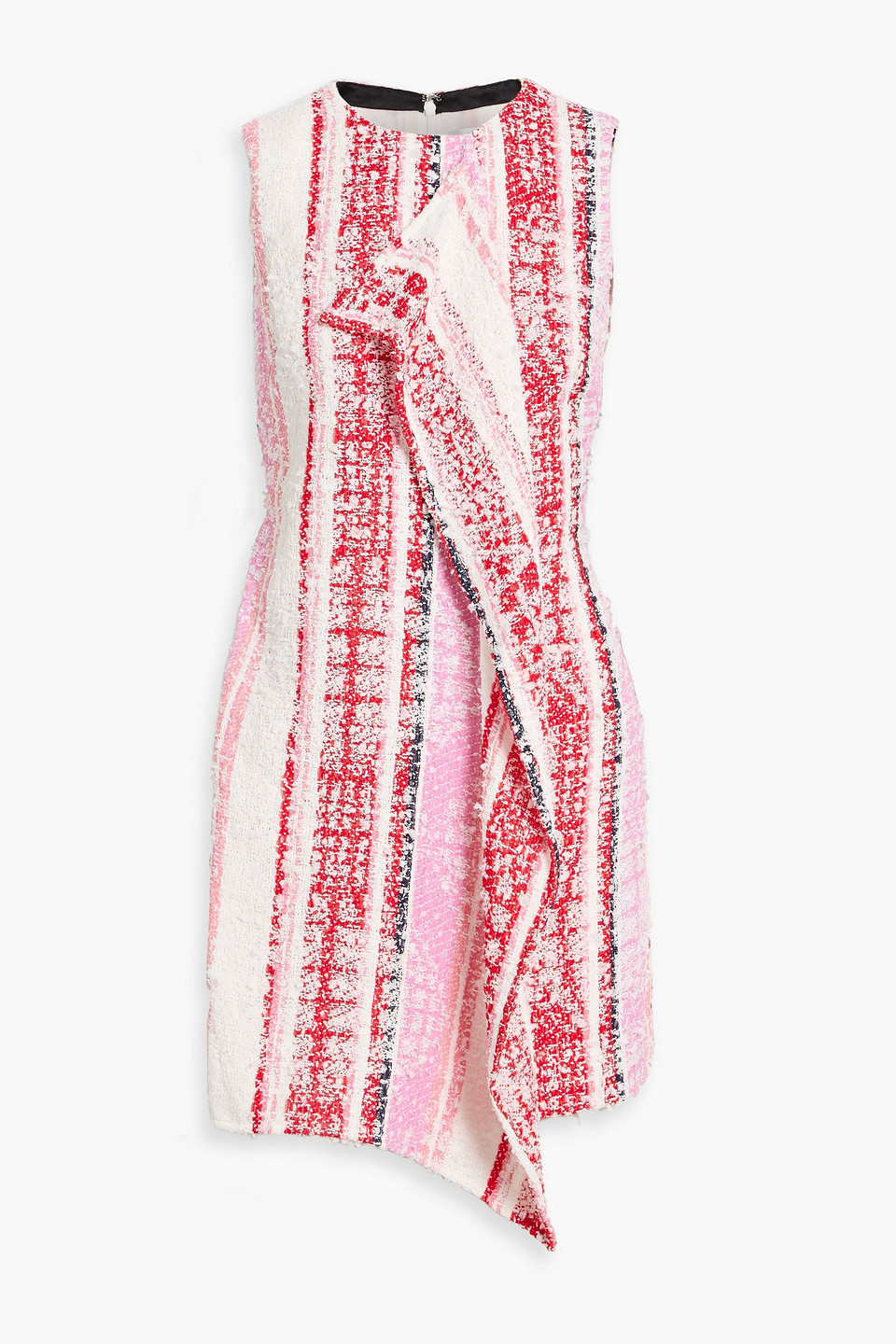 Oscar De La Renta Draped Striped Tweed Mini Dress In Pink