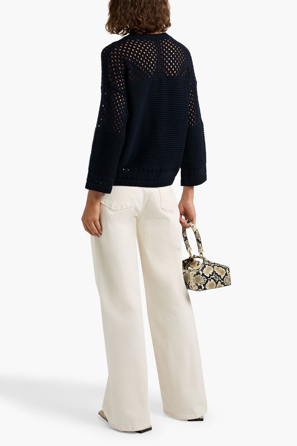 AUTUMN CASHMERE Ribbed and open-knit cotton sweater