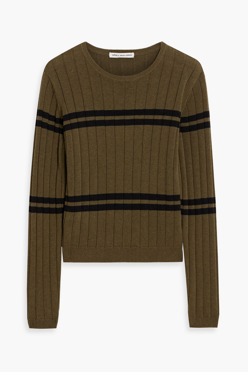 Autumn Cashmere Striped Ribbed Cotton Sweater In Green