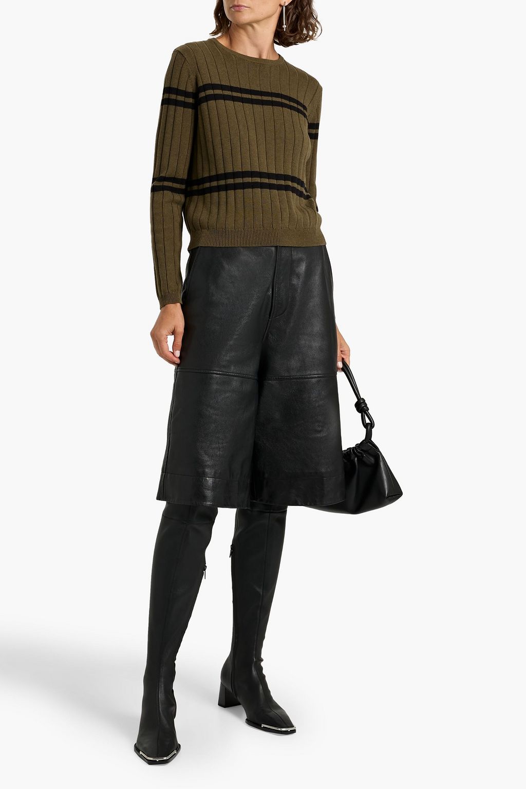 AUTUMN CASHMERE Striped ribbed cotton sweater