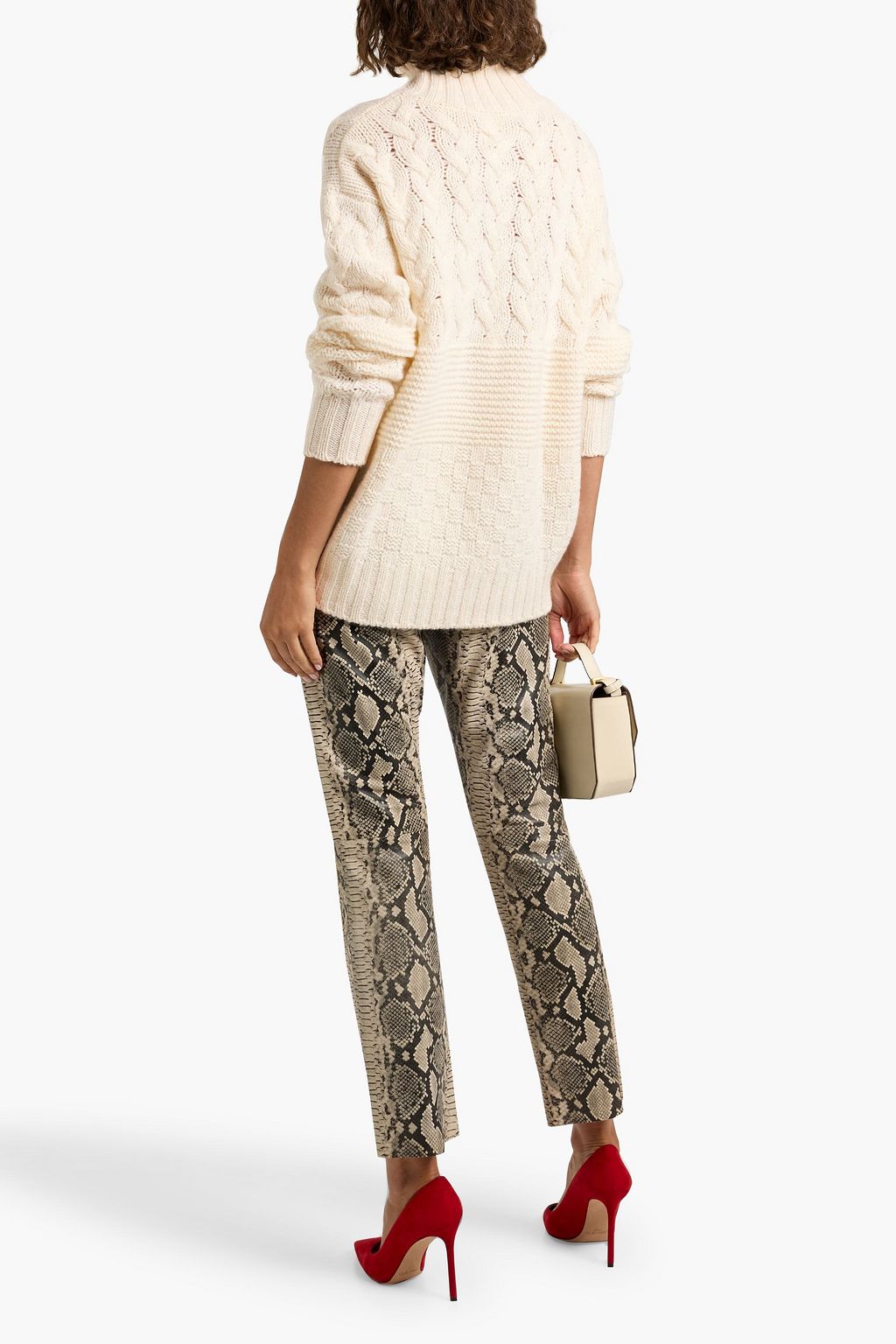 AUTUMN CASHMERE Cable-knit cashmere turtleneck sweater