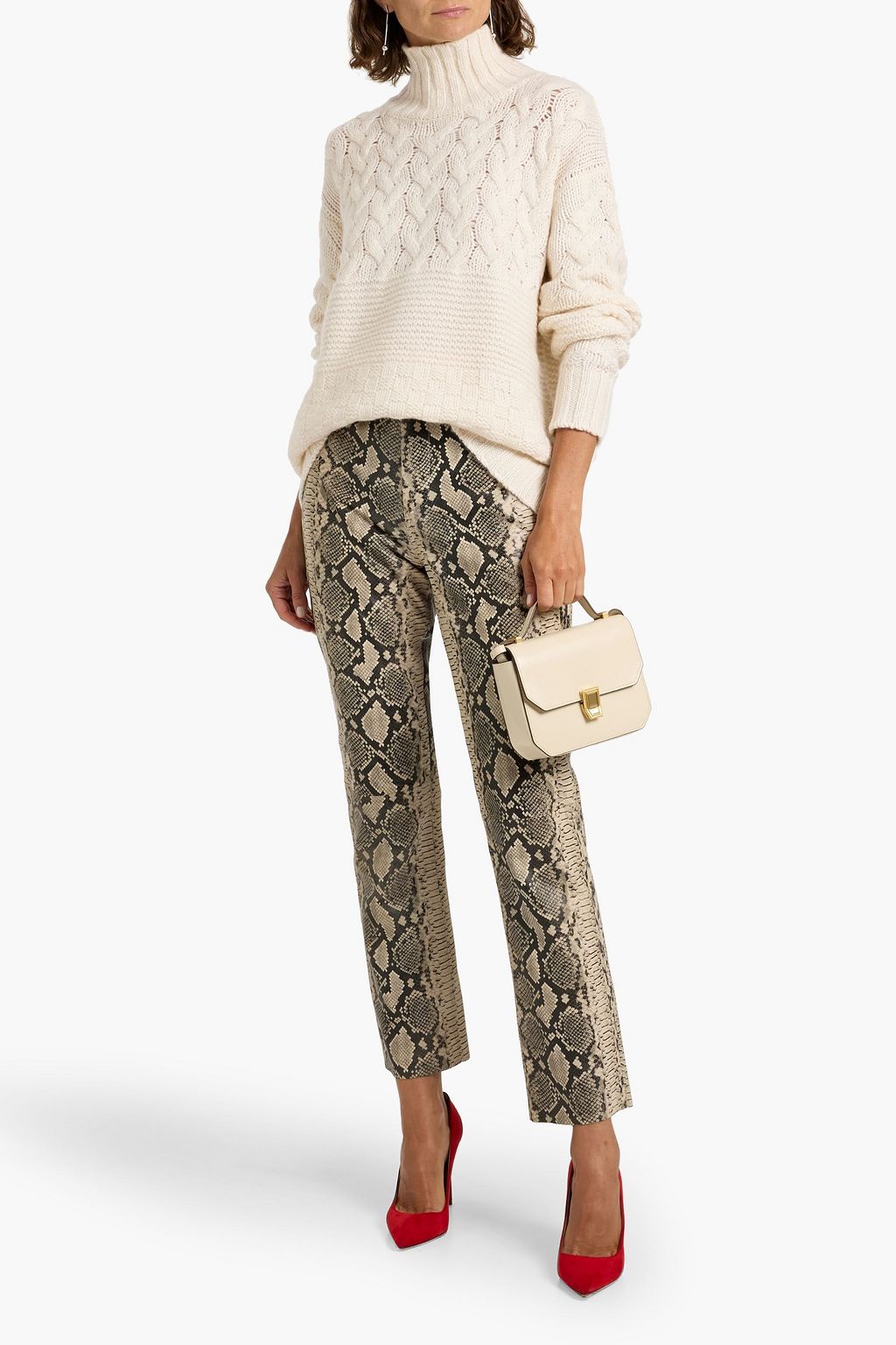 AUTUMN CASHMERE Cable-knit cashmere turtleneck sweater