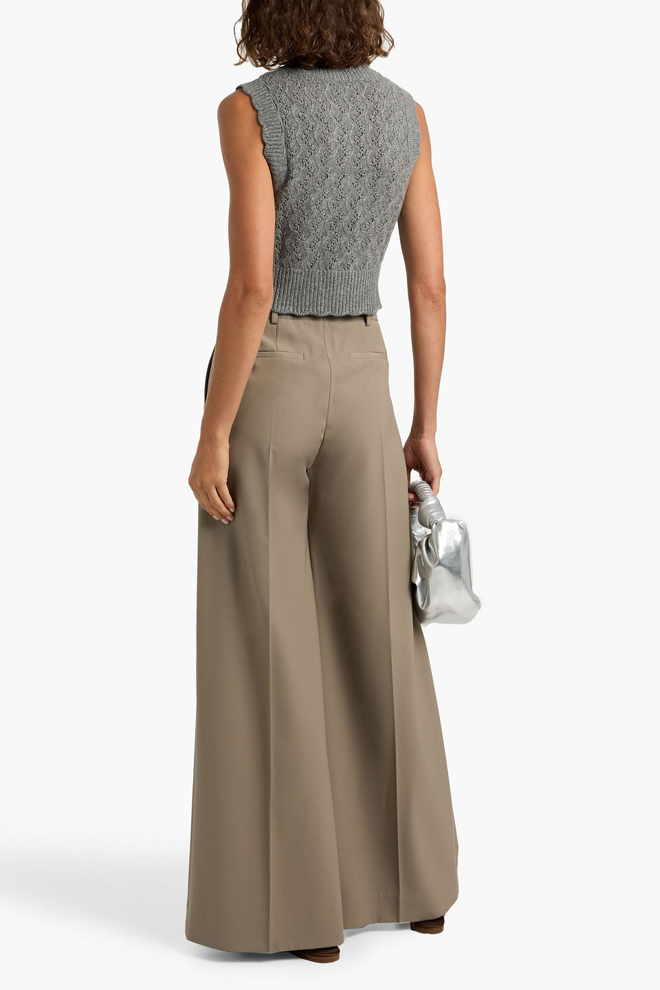 Autumn Cashmere Pointelle-knit Cashmere Vest In Gray