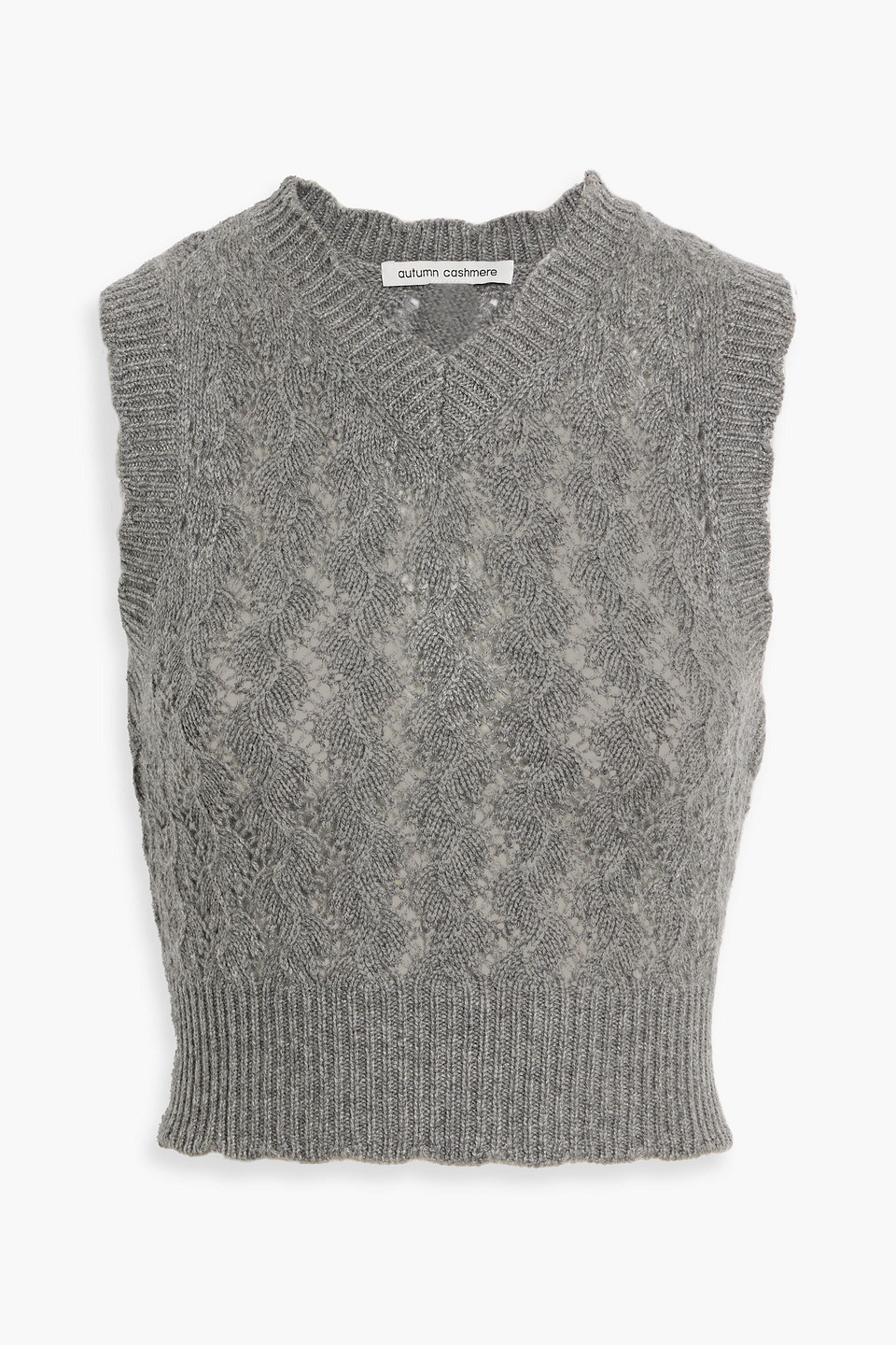 Autumn Cashmere Pointelle-knit Cashmere Vest In Gray