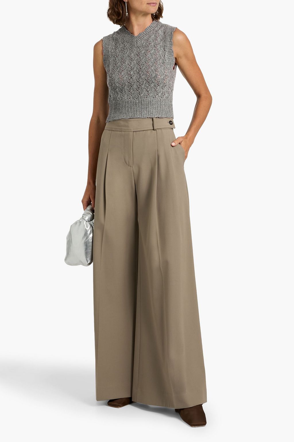 AUTUMN CASHMERE Pointelle-knit cashmere vest