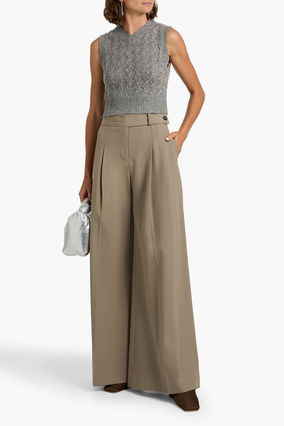 Autumn Cashmere Pointelle-knit Cashmere Vest In Gray