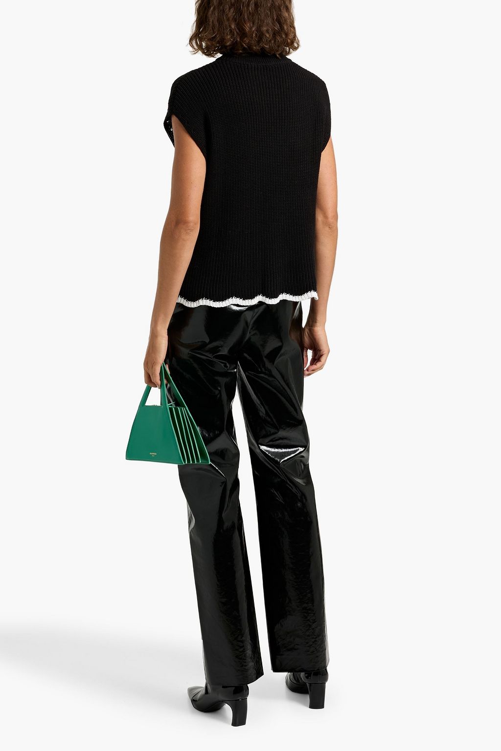 AUTUMN CASHMERE Scalloped cotton turtleneck sweater