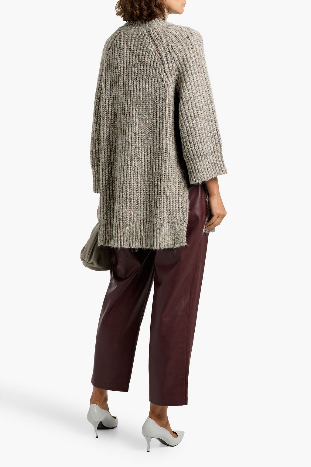 AUTUMN CASHMERE Ribbed marled cotton-blend turtleneck sweater