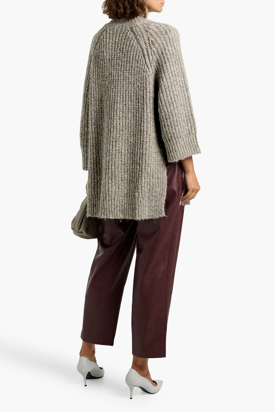 Autumn Cashmere Ribbed Marled Cotton-blend Turtleneck Sweater In Gray