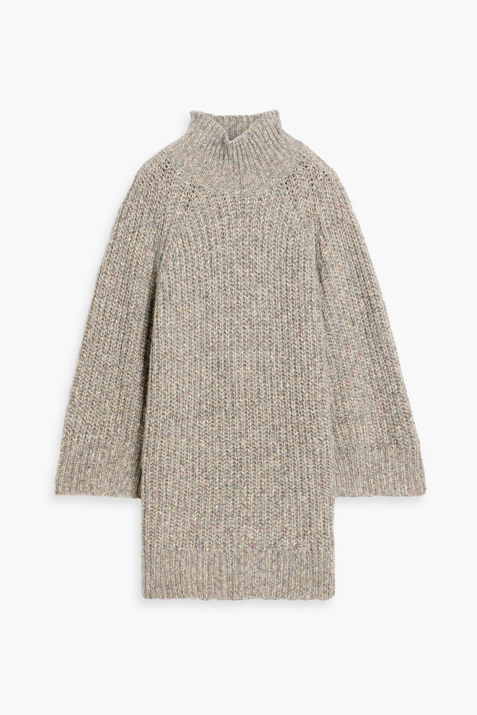 Autumn Cashmere Ribbed Marled Cotton-blend Turtleneck Sweater In Gray