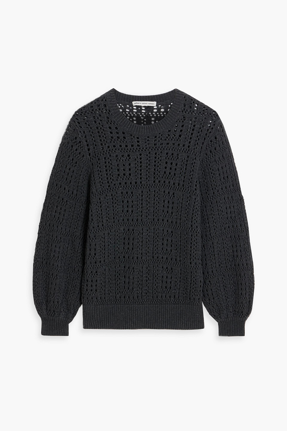 Autumn Cashmere Pointelle-knit Cotton Sweater In Gray