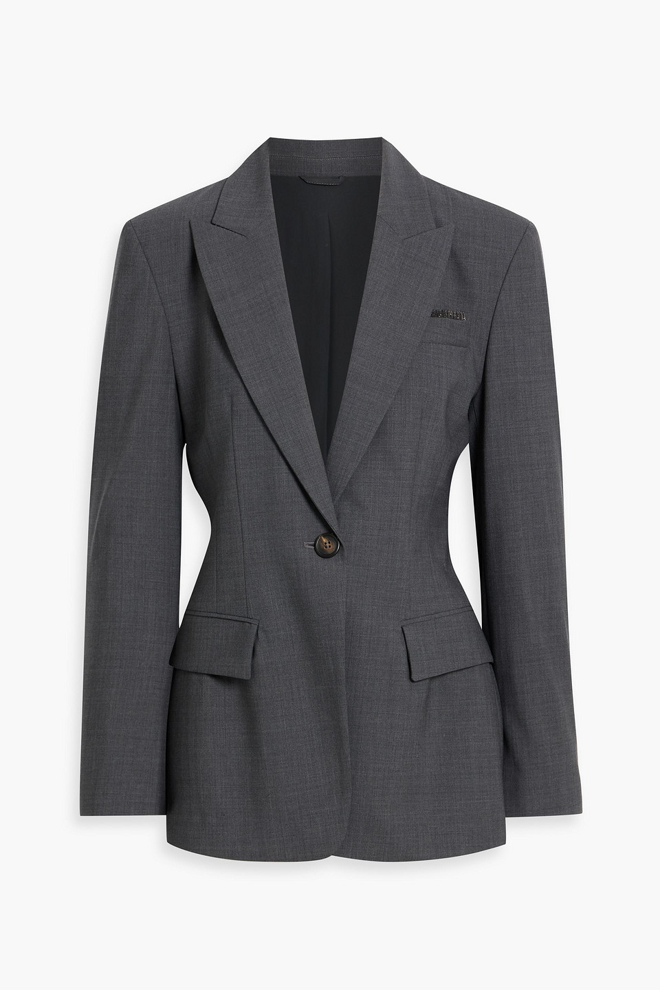 Brunello Cucinelli Bead-embellished Wool-blend Blazer In Blue