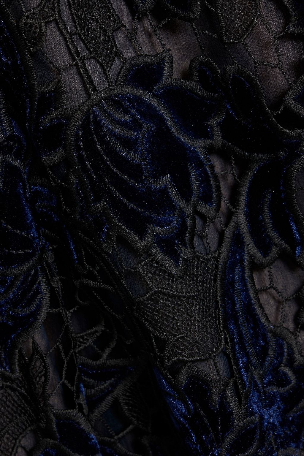 OSCAR DE LA RENTA Guipure lace velvet midi dress