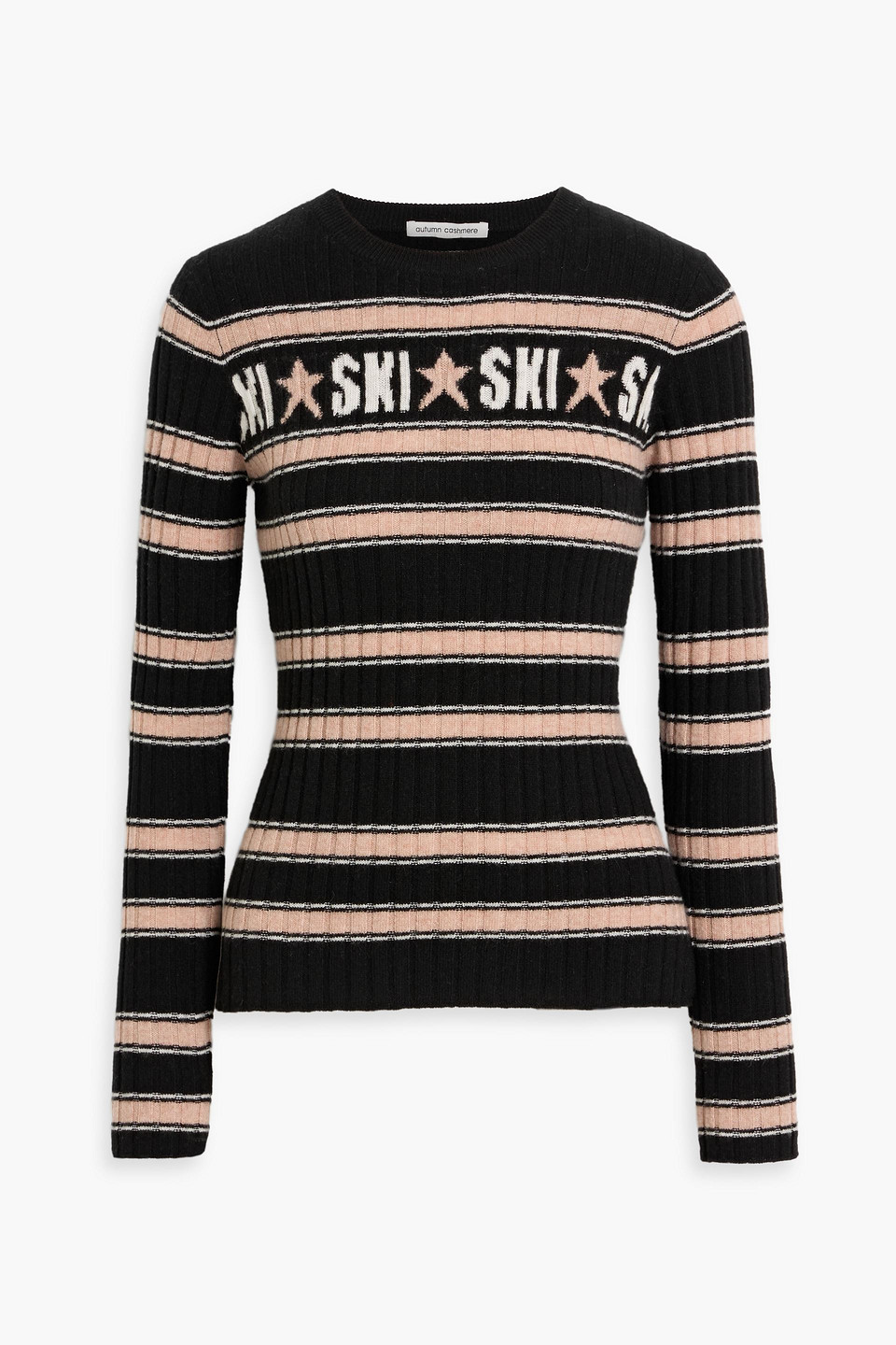 Autumn Cashmere Striped Jacquard-knit Cashmere Sweater In Black