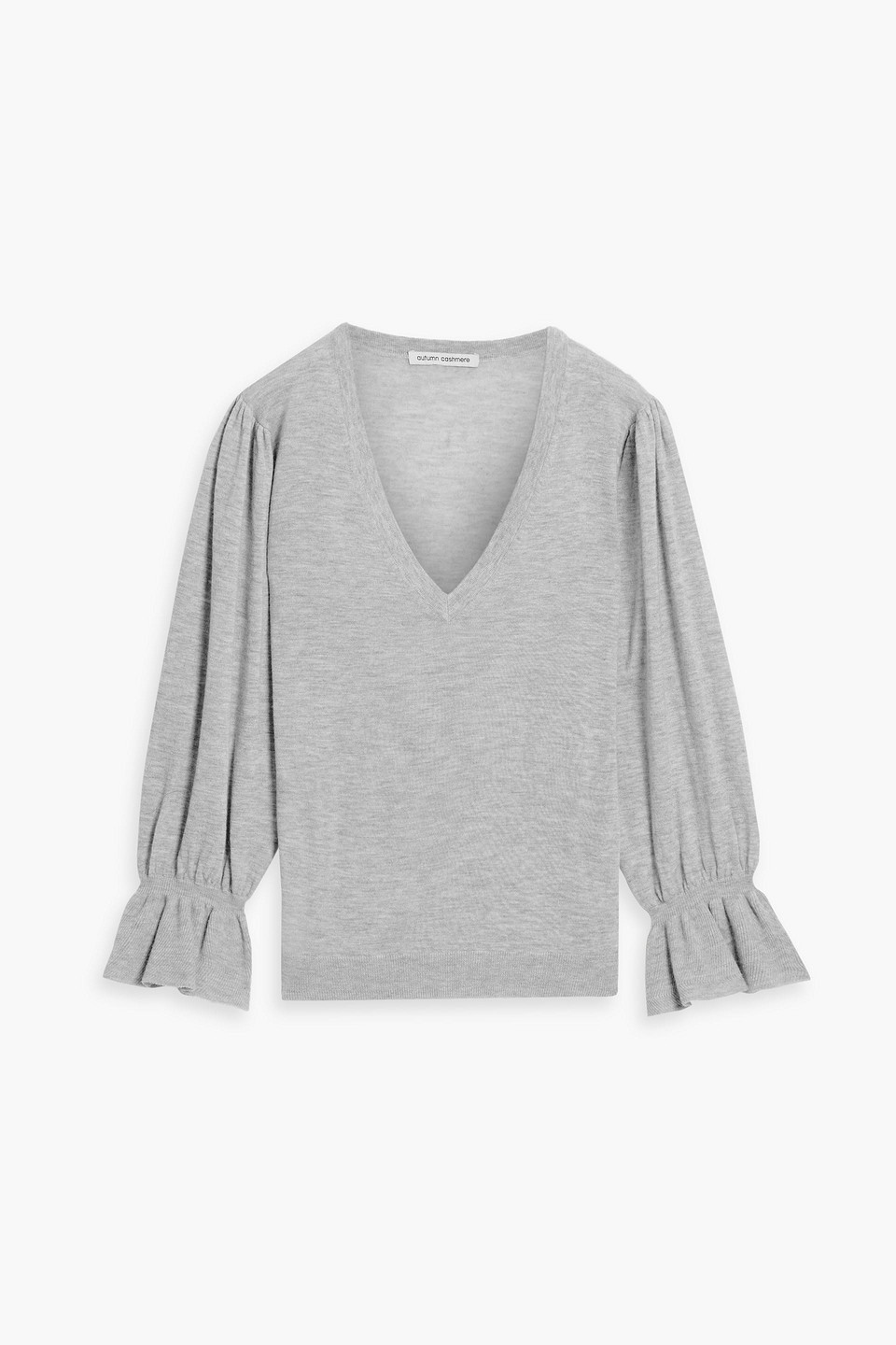 Autumn Cashmere Ruffled Cashmere Sweater In Gray