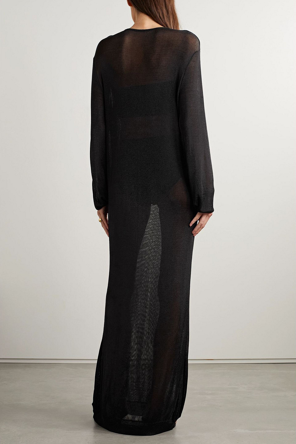 Interior The Croft Metallic Knitted Maxi Dress In Black