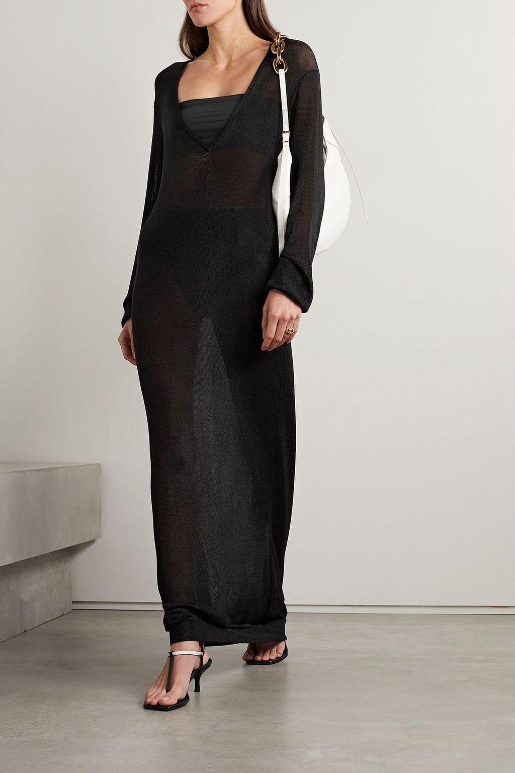 INTERIOR The Croft metallic knitted maxi dress