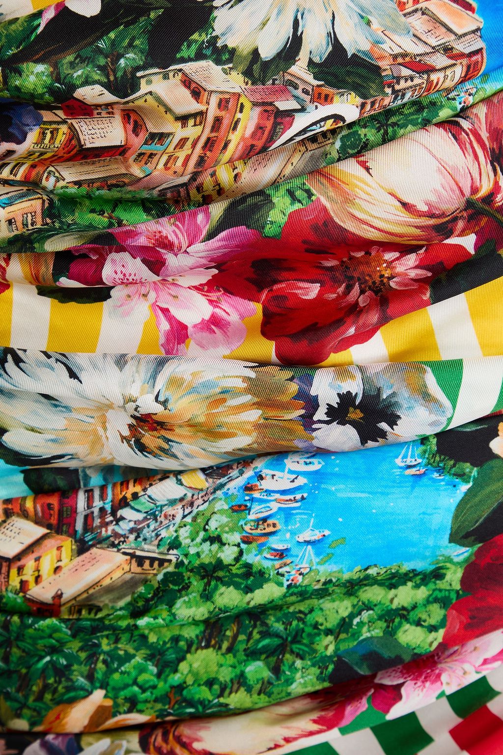 DOLCE&GABBANA Knotted printed silk-twill mini skirt