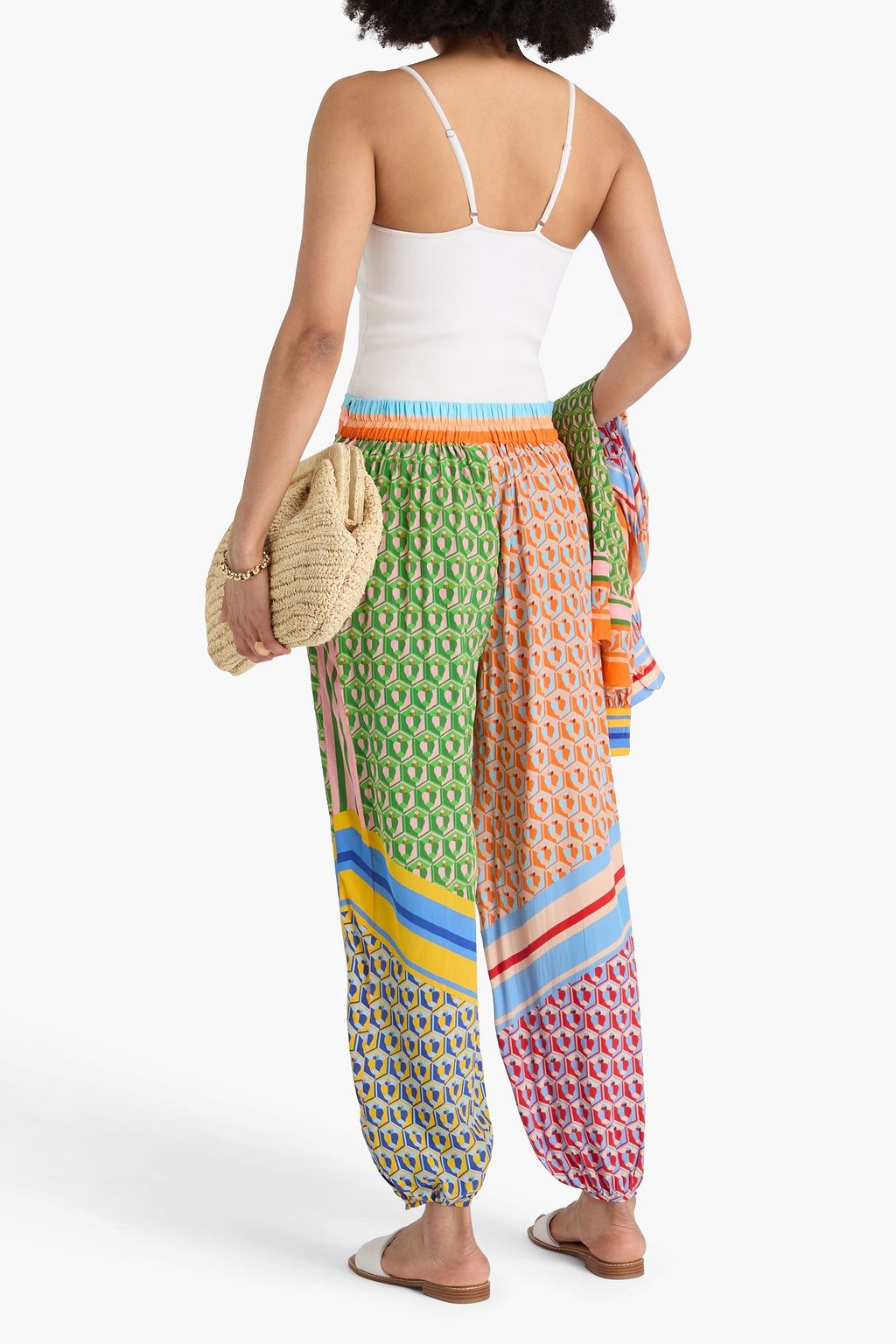 FARM RIO Printed crepe de chine tapered pants