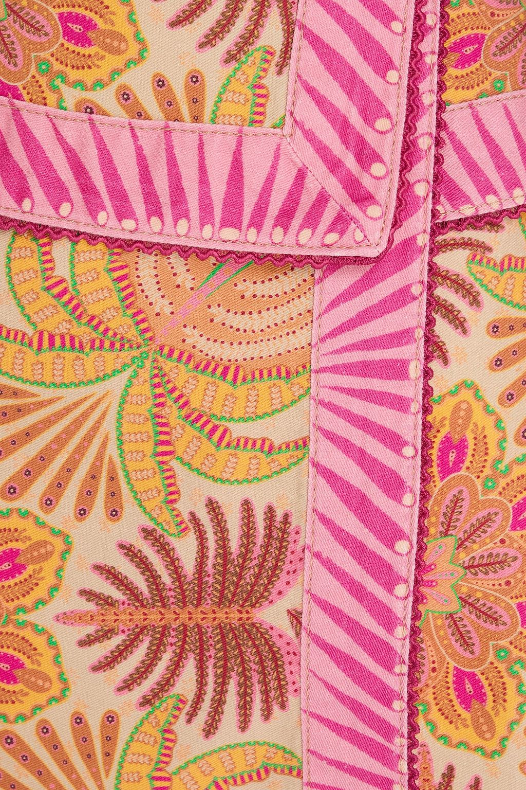FARM RIO Wrap-effect printed cotton-twill mini skirt