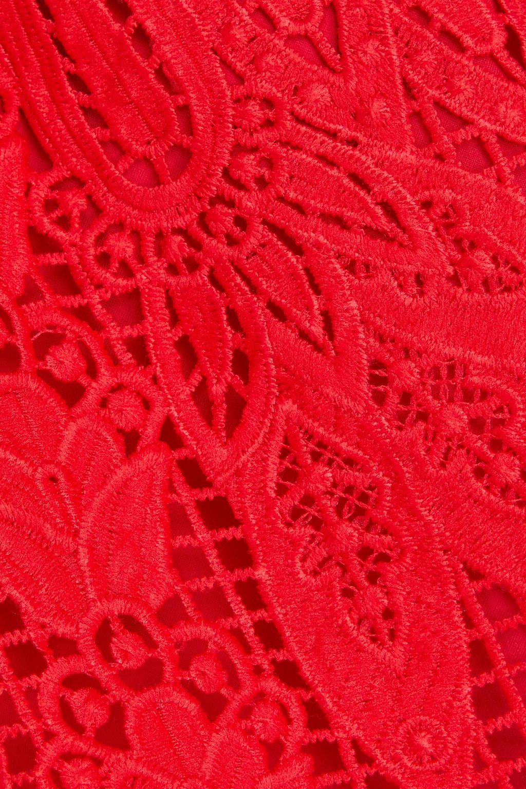 FARM RIO Toucan cropped macramé lace top
