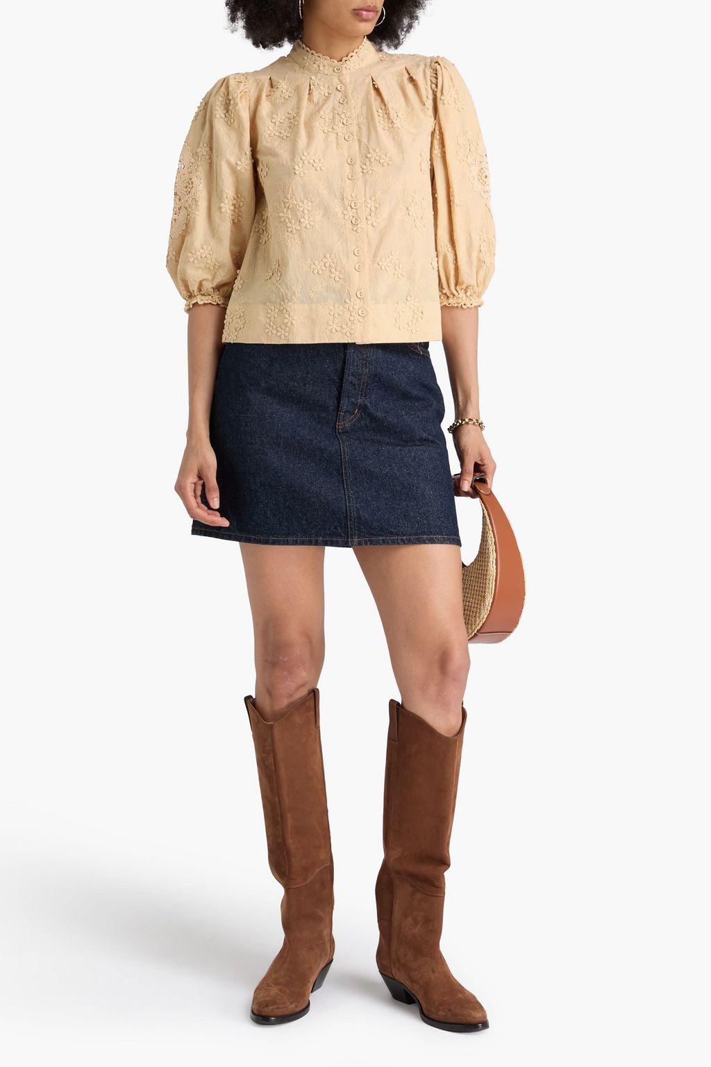FARM RIO Embroidered cotton blouse