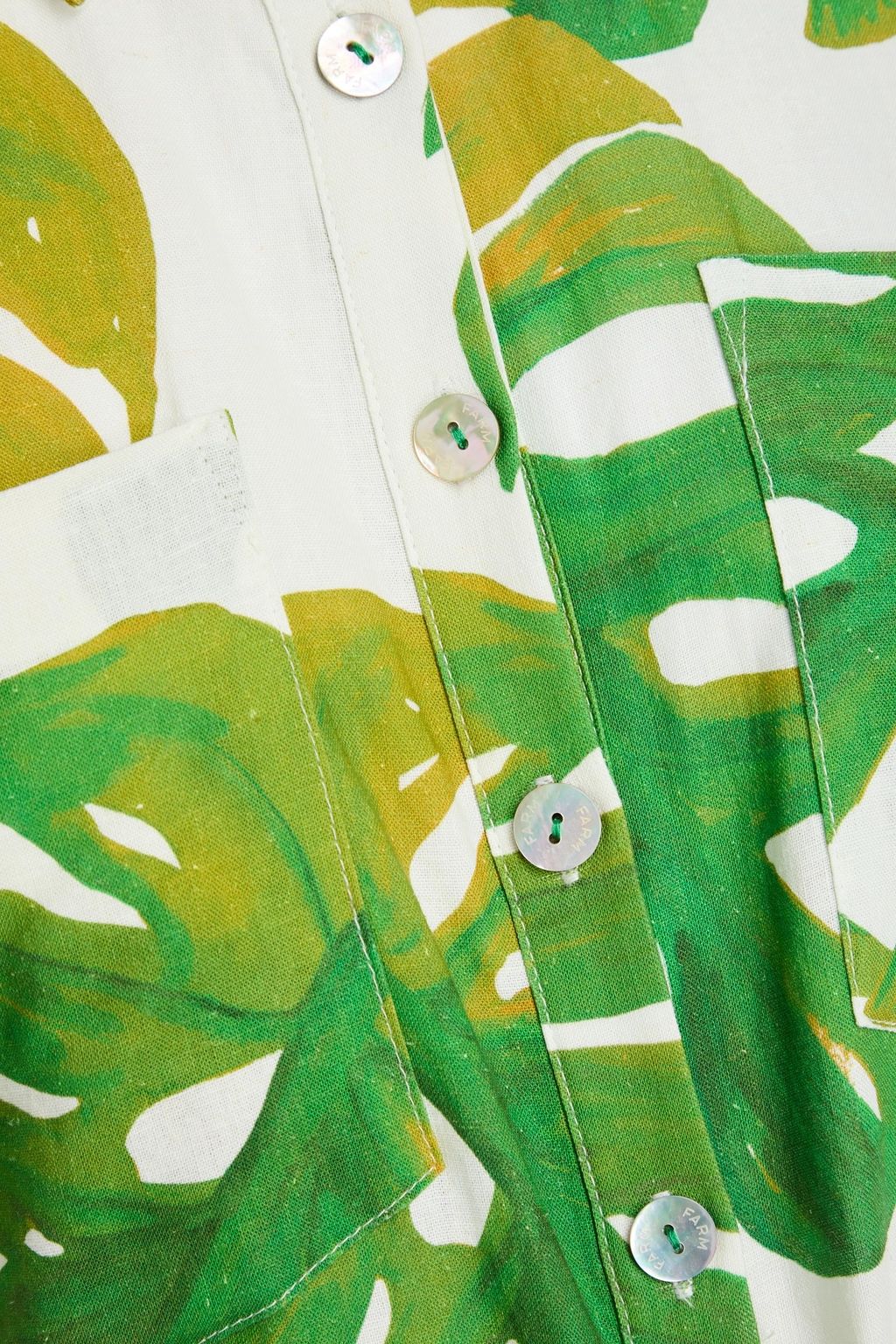 FARM RIO Printed linen-blend playsuit