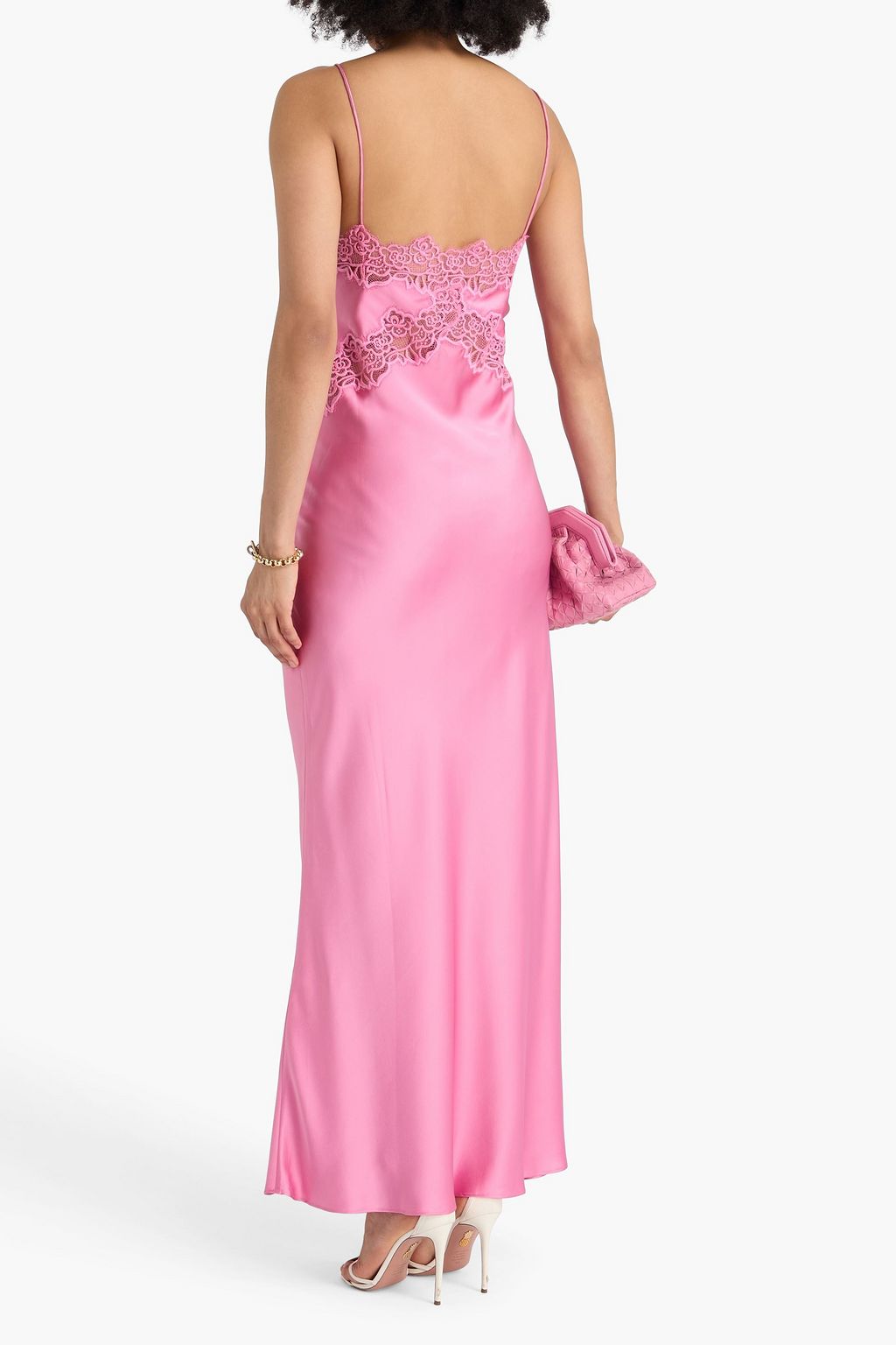 REBECCA VALLANCE Selena lace-trimmed silk-satin maxi slip dress