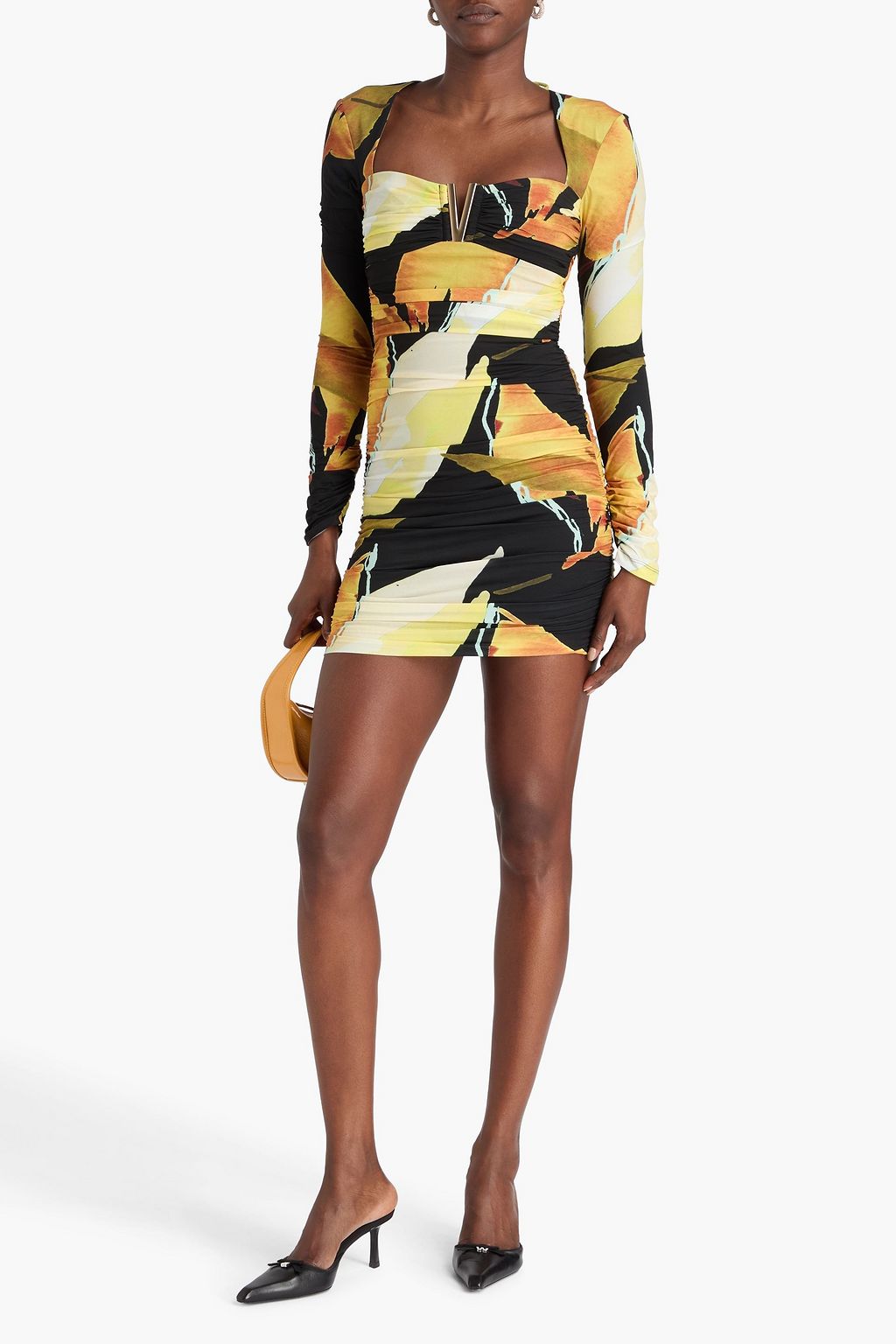 REBECCA VALLANCE Petals of Paradise ruched printed stretch-jersey mini dress