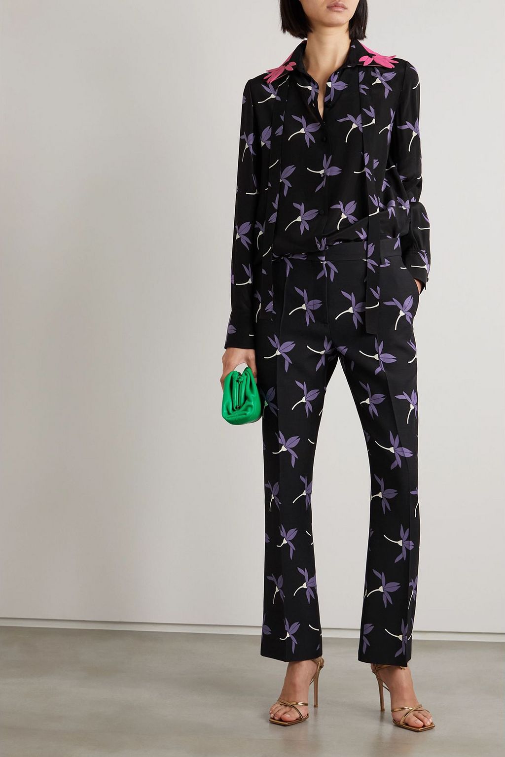 VALENTINO GARAVANI Floral-print wool-blend flared pants