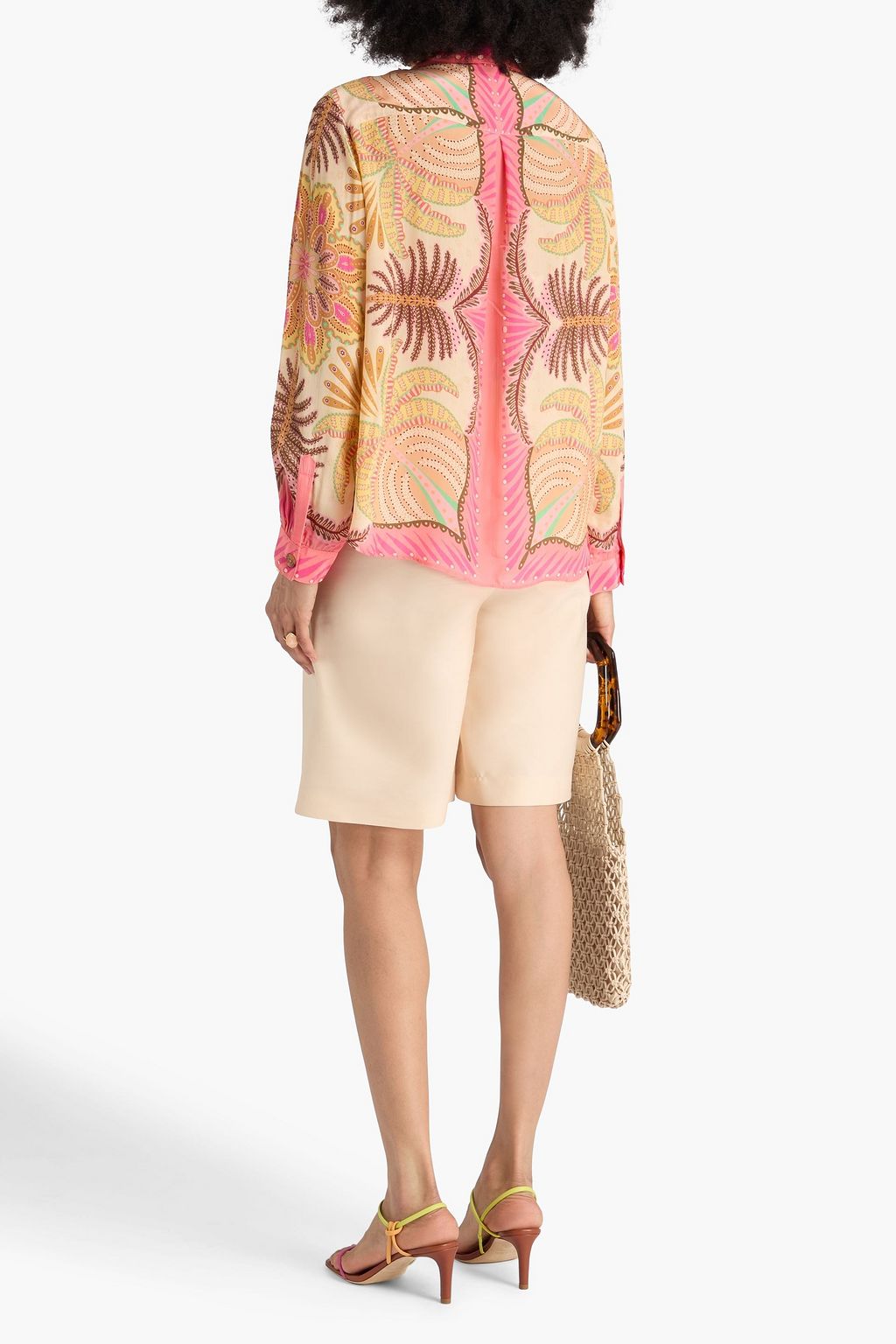 FARM RIO Printed crepe de chine shirt
