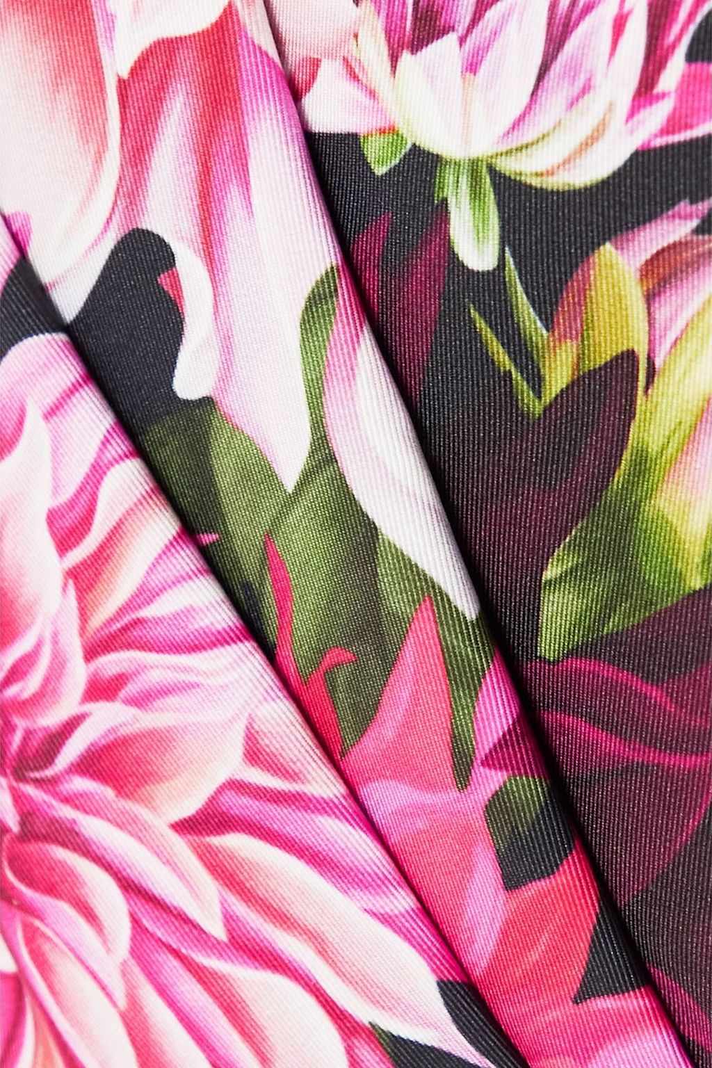 OSCAR DE LA RENTA ファイユ ストラップレス ワンピース フローラルプリント ギャザー入り