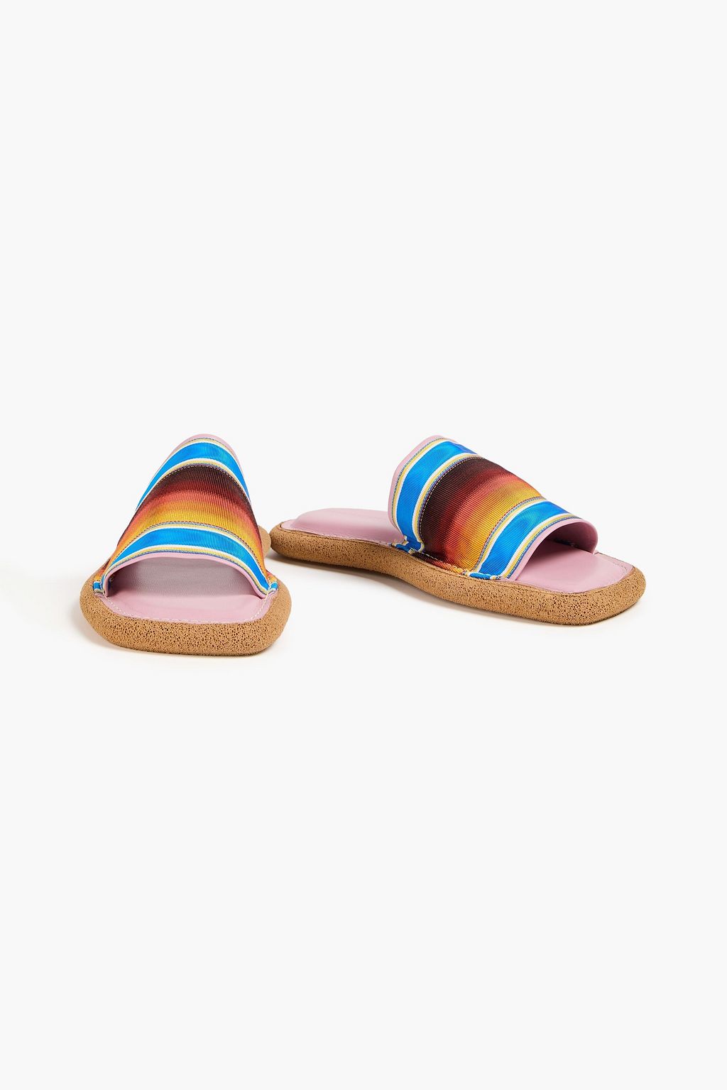 DRIES VAN NOTEN شبشب سلايدز من قماش غروغرين مخطط