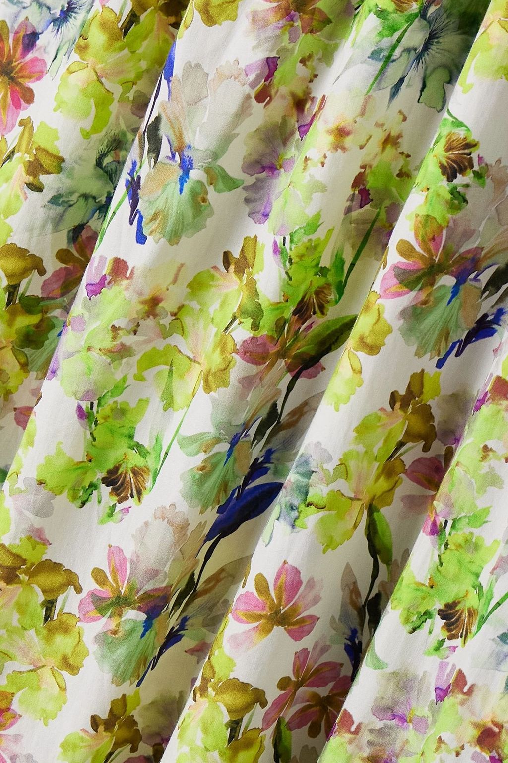 KIKA VARGAS Bonnie asymmetrisches Maxikleid aus Baumwollpopeline mit Blumenprint und Rüschen