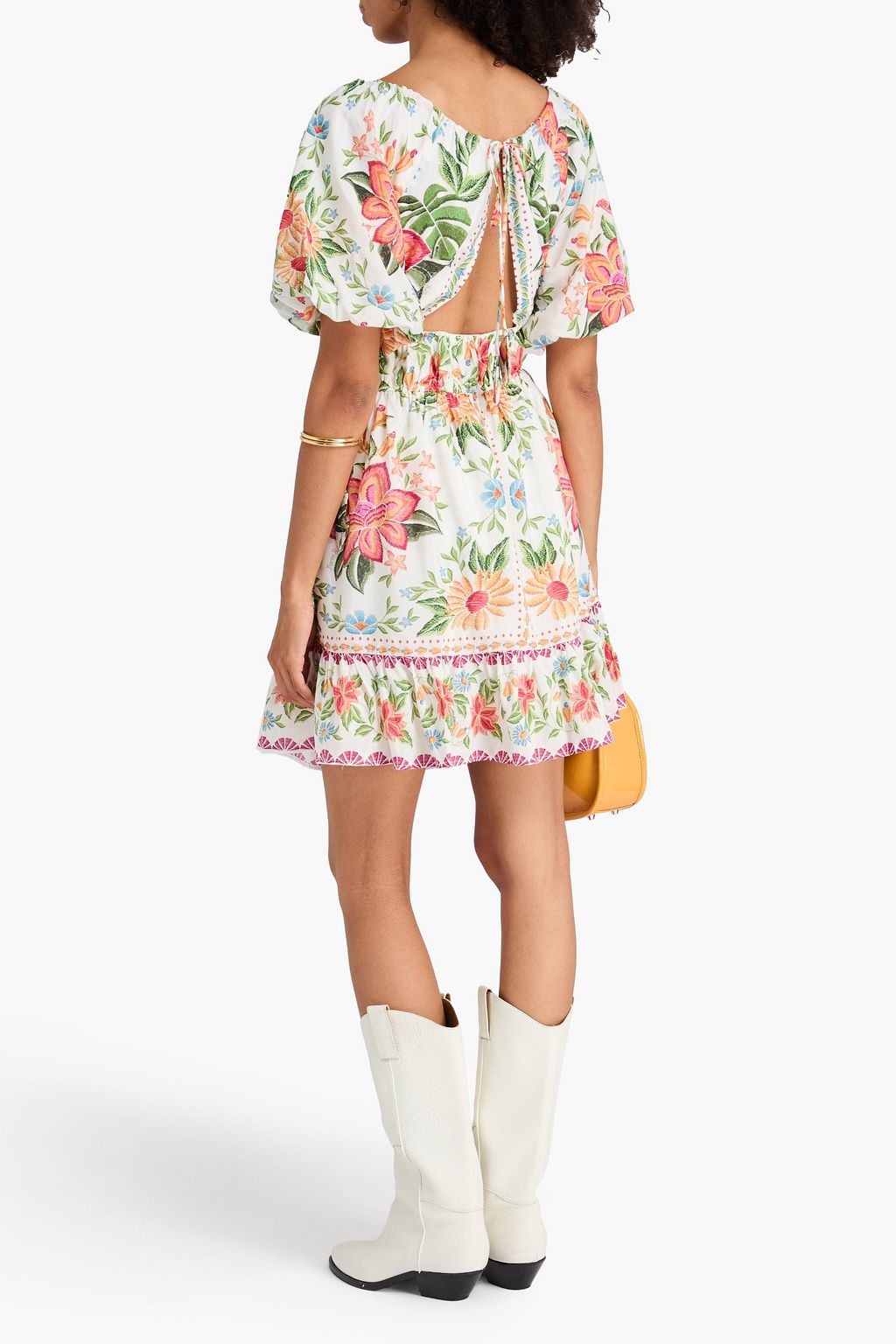 FARM RIO Floral-print cotton-blend mini dress