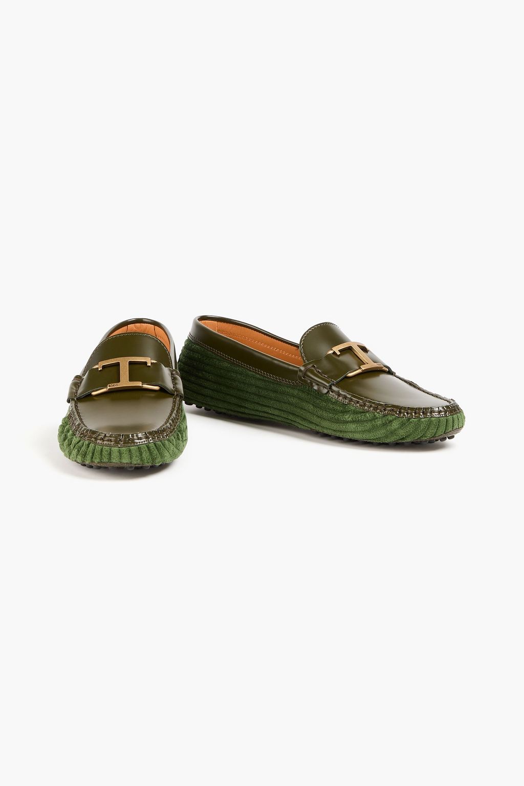 TOD'S T Timeless corduroy and leather loafers
