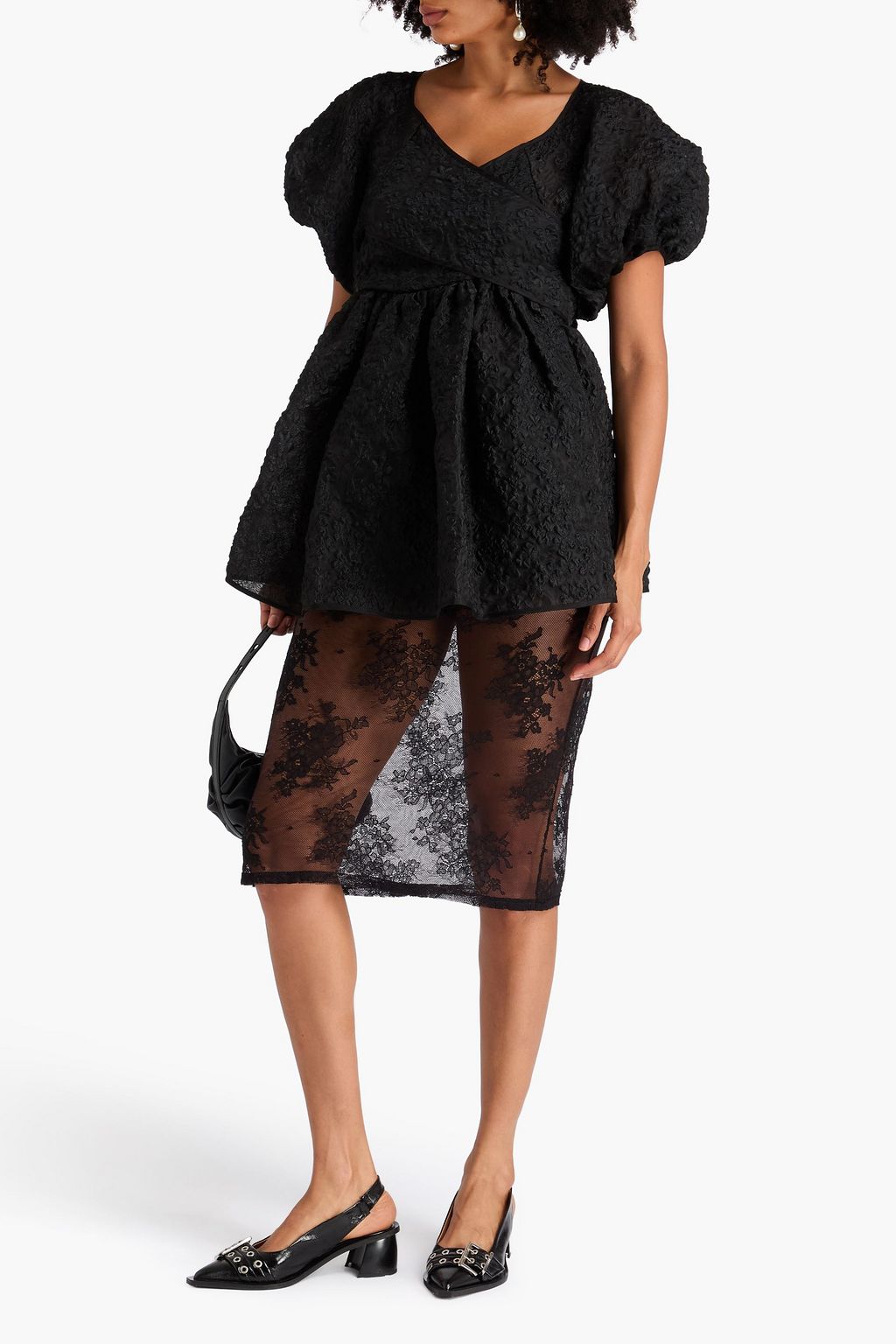 CECILIE BAHNSEN Angie wrap-effect cloqué top