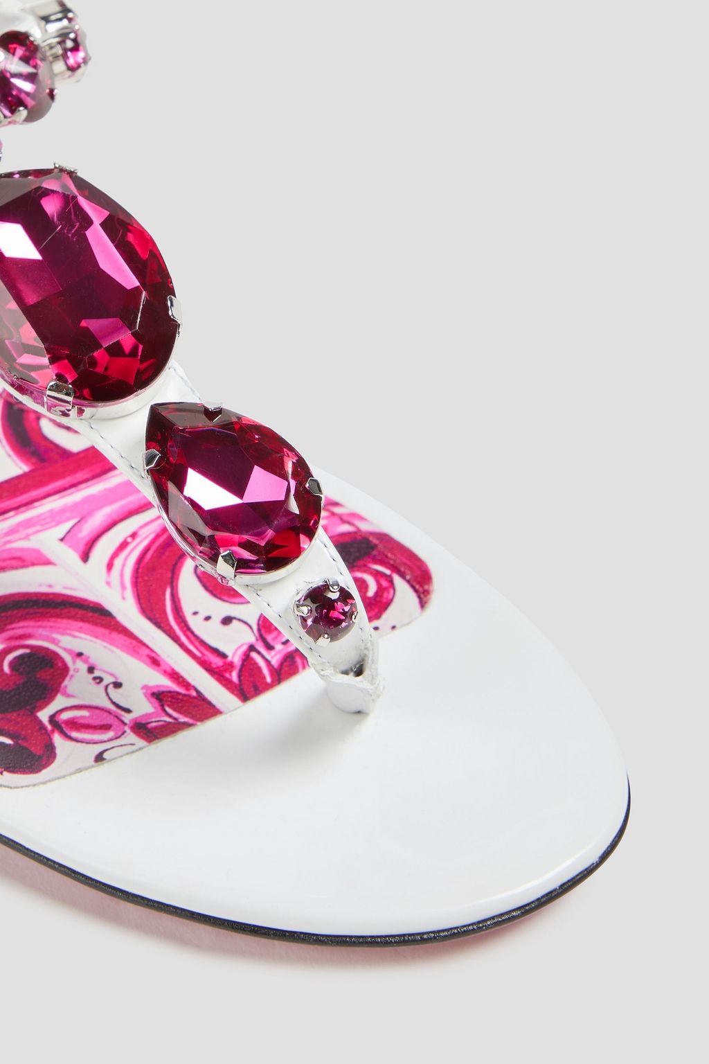 DOLCE&GABBANA Crystal-embellished patent-leather slingback sandals