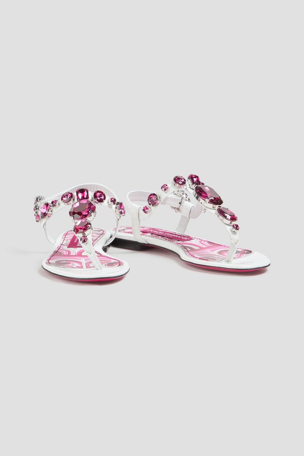 DOLCE&GABBANA Crystal-embellished patent-leather slingback sandals