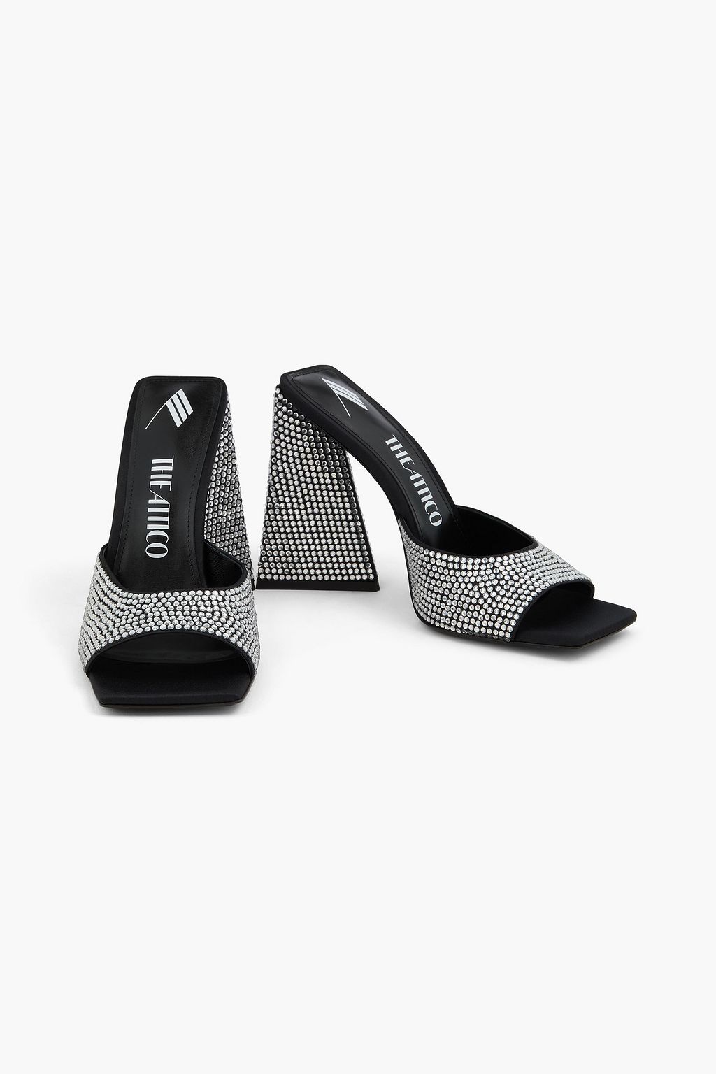 THE ATTICO Devon crystal-embellished satin mules