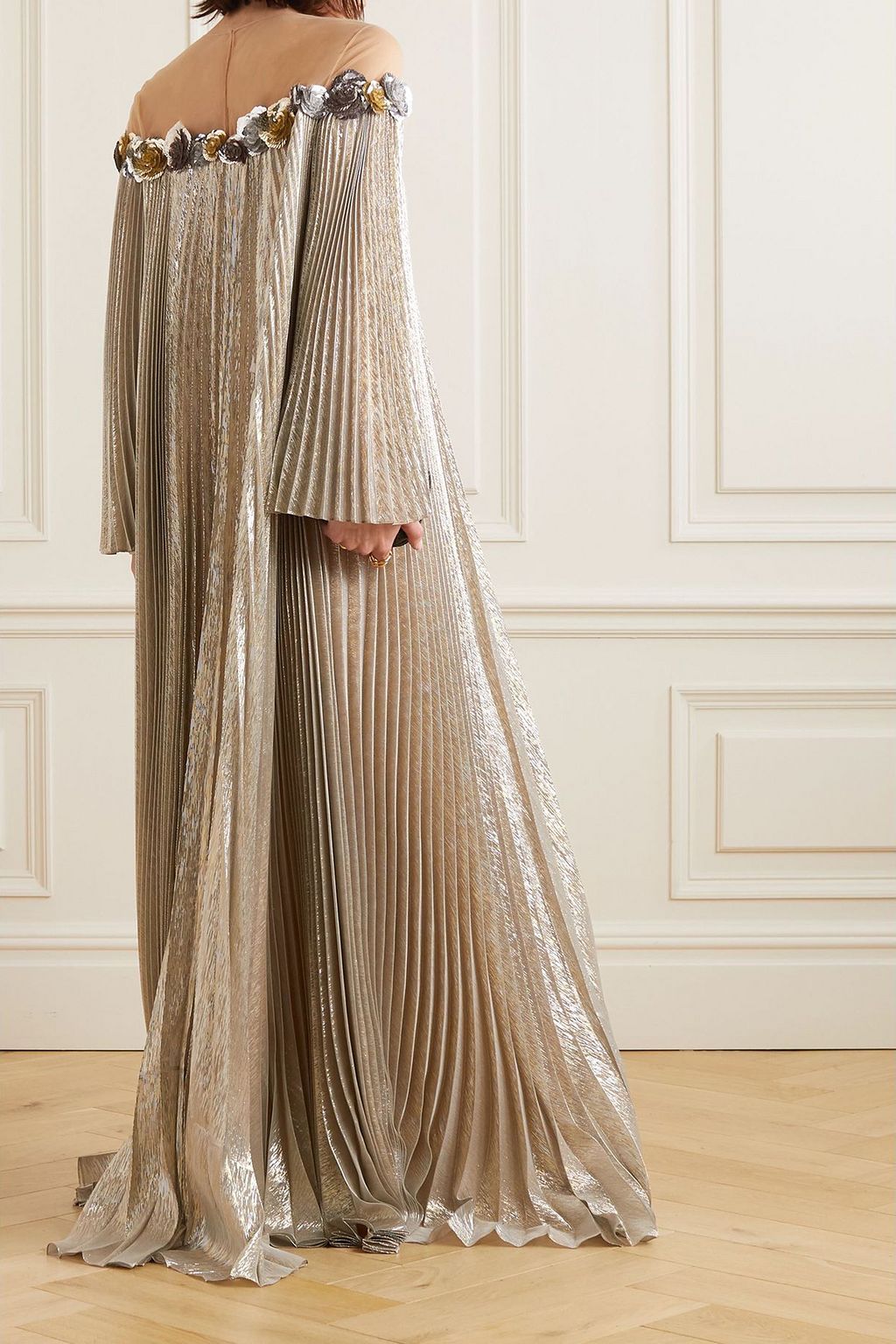 OSCAR DE LA RENTA メタリック プリセラメ ロングドレス