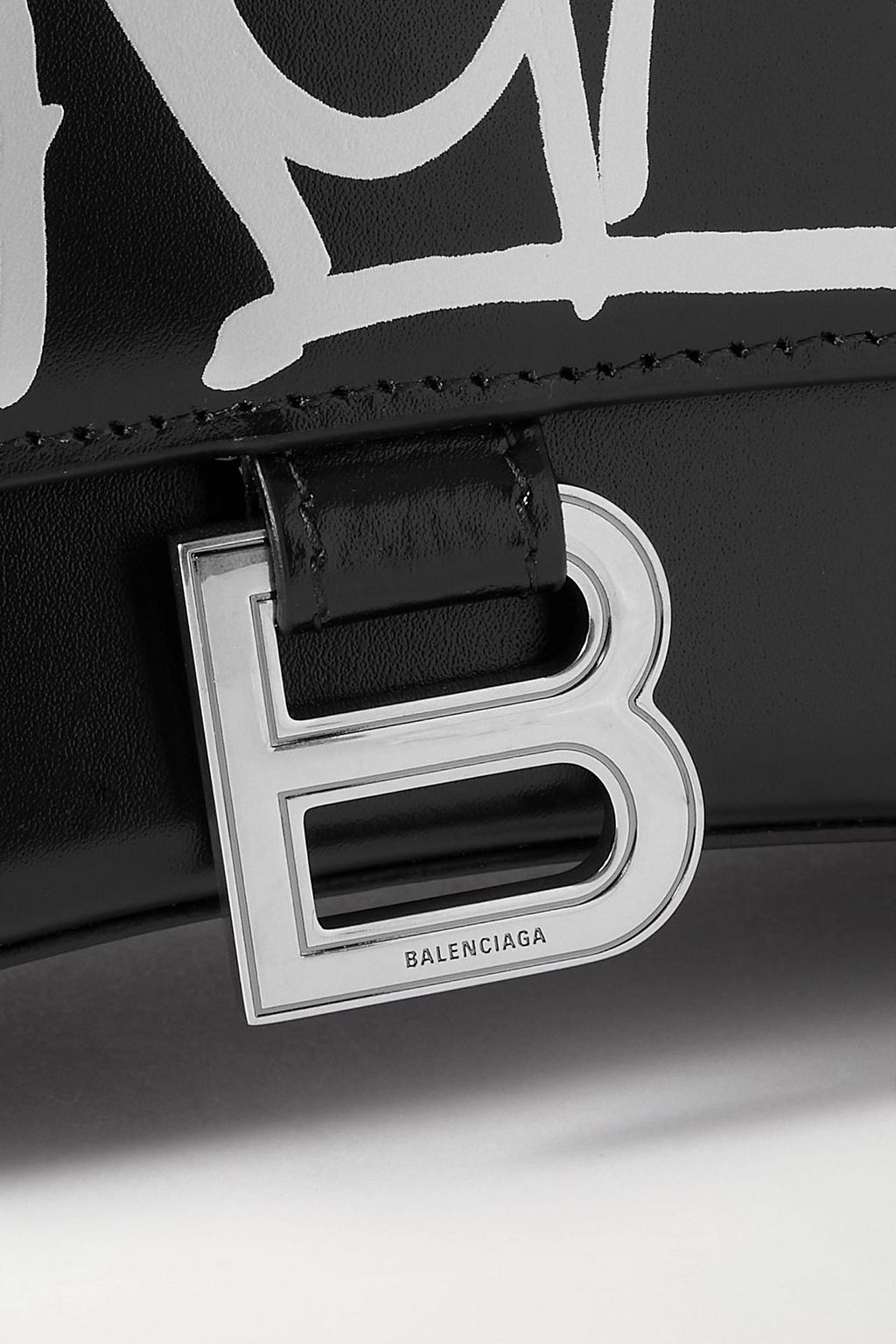 BALENCIAGA Hourglass small printed leather tote