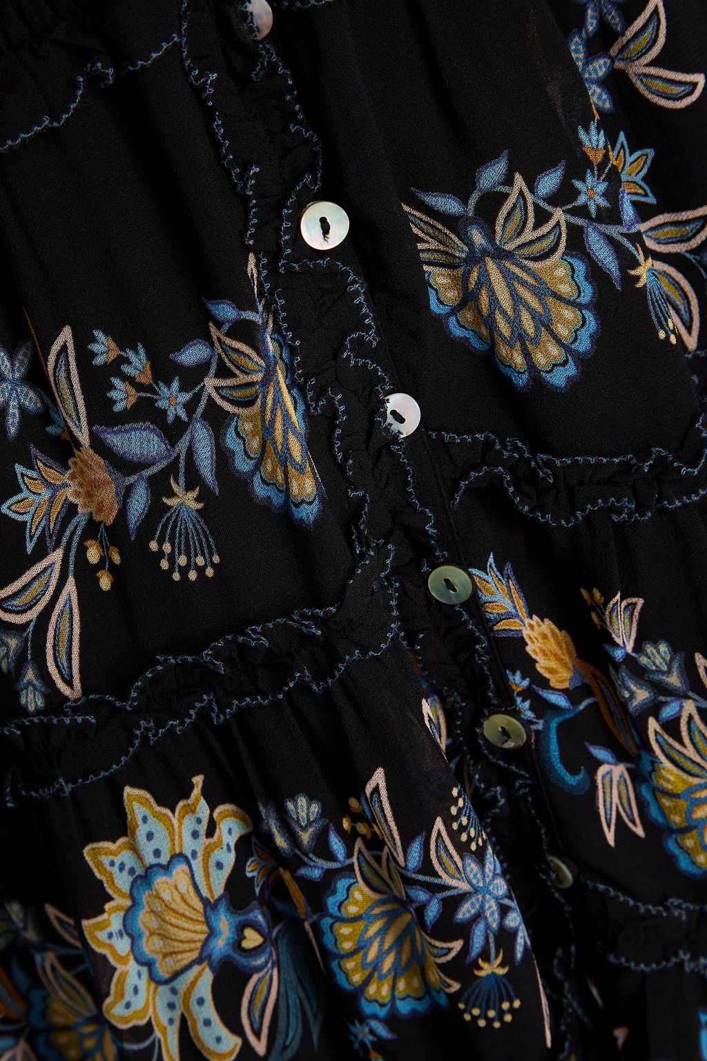 FARM RIO Ruffled floral-print crepe mini dress