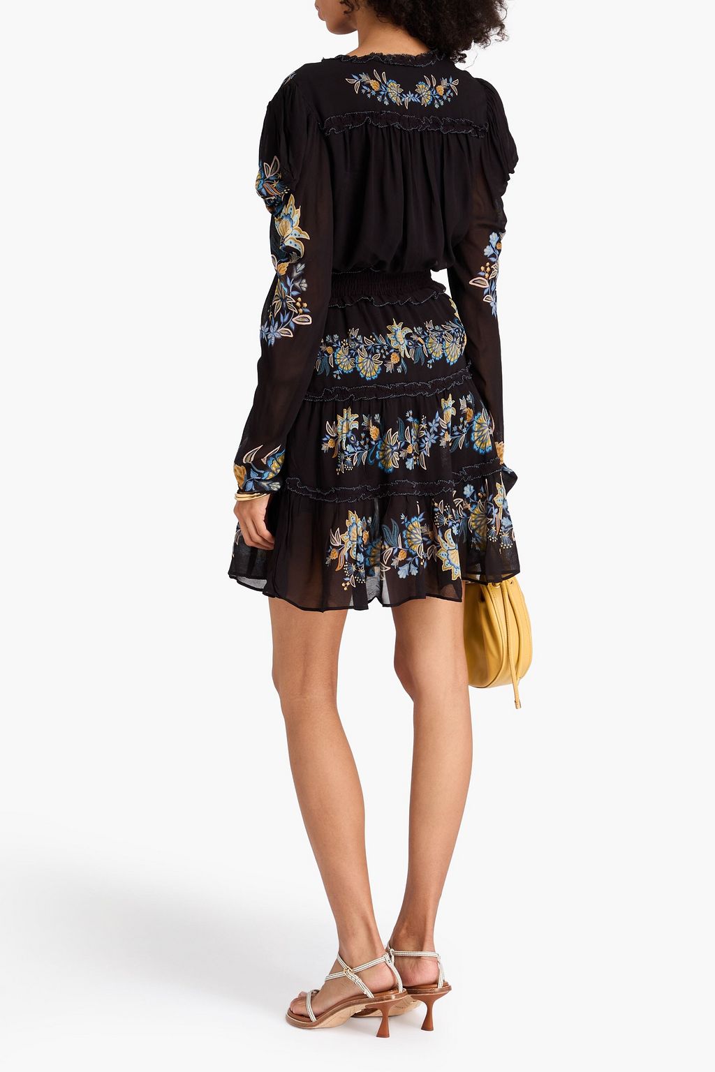 FARM RIO Ruffled floral-print crepe mini dress
